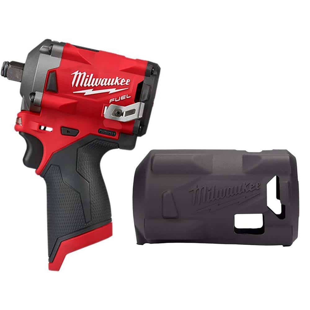 Milwaukee M12 Fuel 12v Lithium-Ion Brushless Cordless Stubby 1/2 In. Impact Wrench With Protective 4N_KBQNBTAE