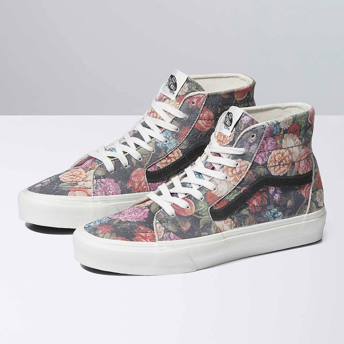 Vans Moody Floral Sk8-Hi Tapered (Grey/White) 8.5 Men = 10.0 ZP_FTTM0BBK