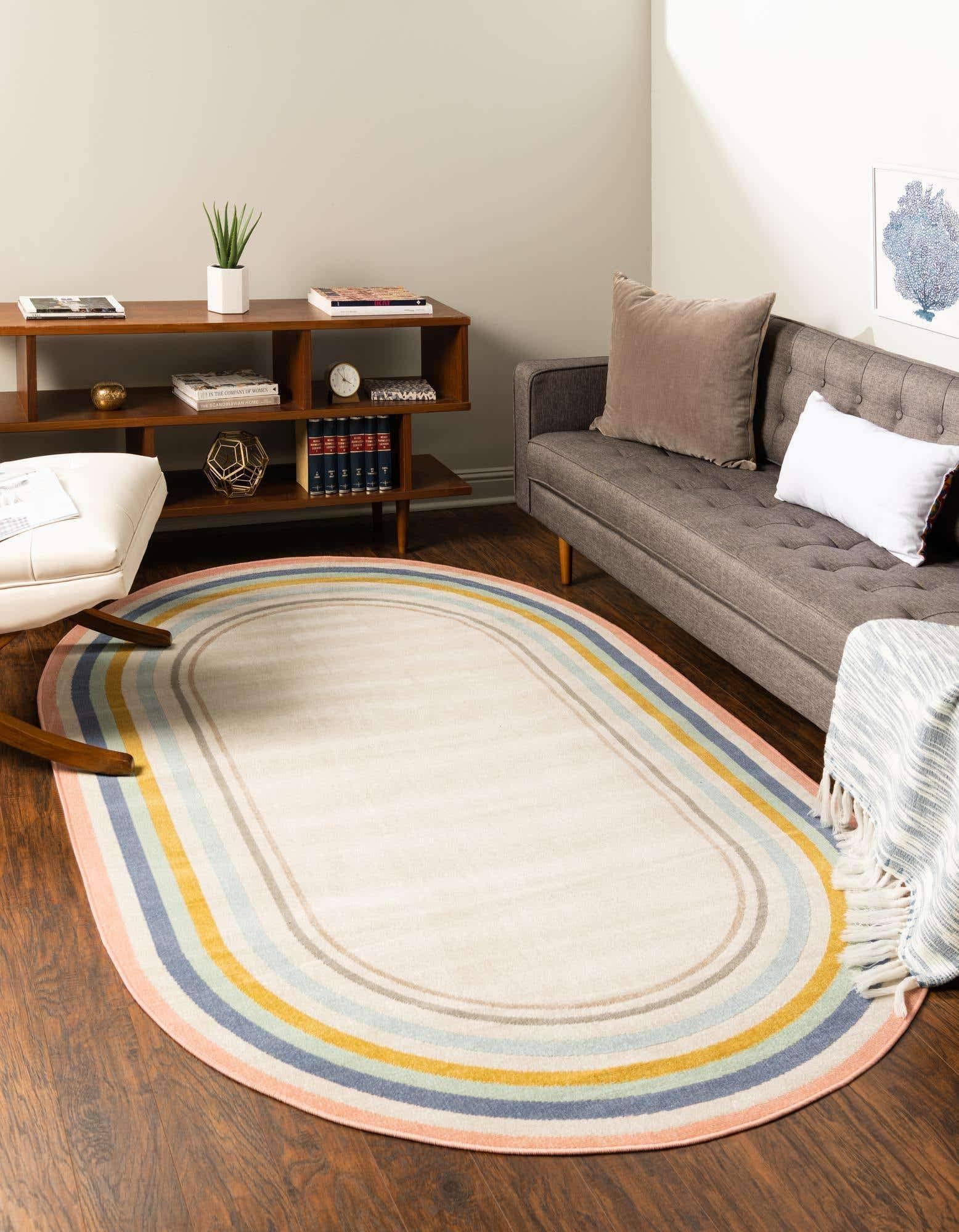 Ivory 8' 0 X 10' 0 Lotus Oval Area Rug | Unique DU_Y4UEDDW0