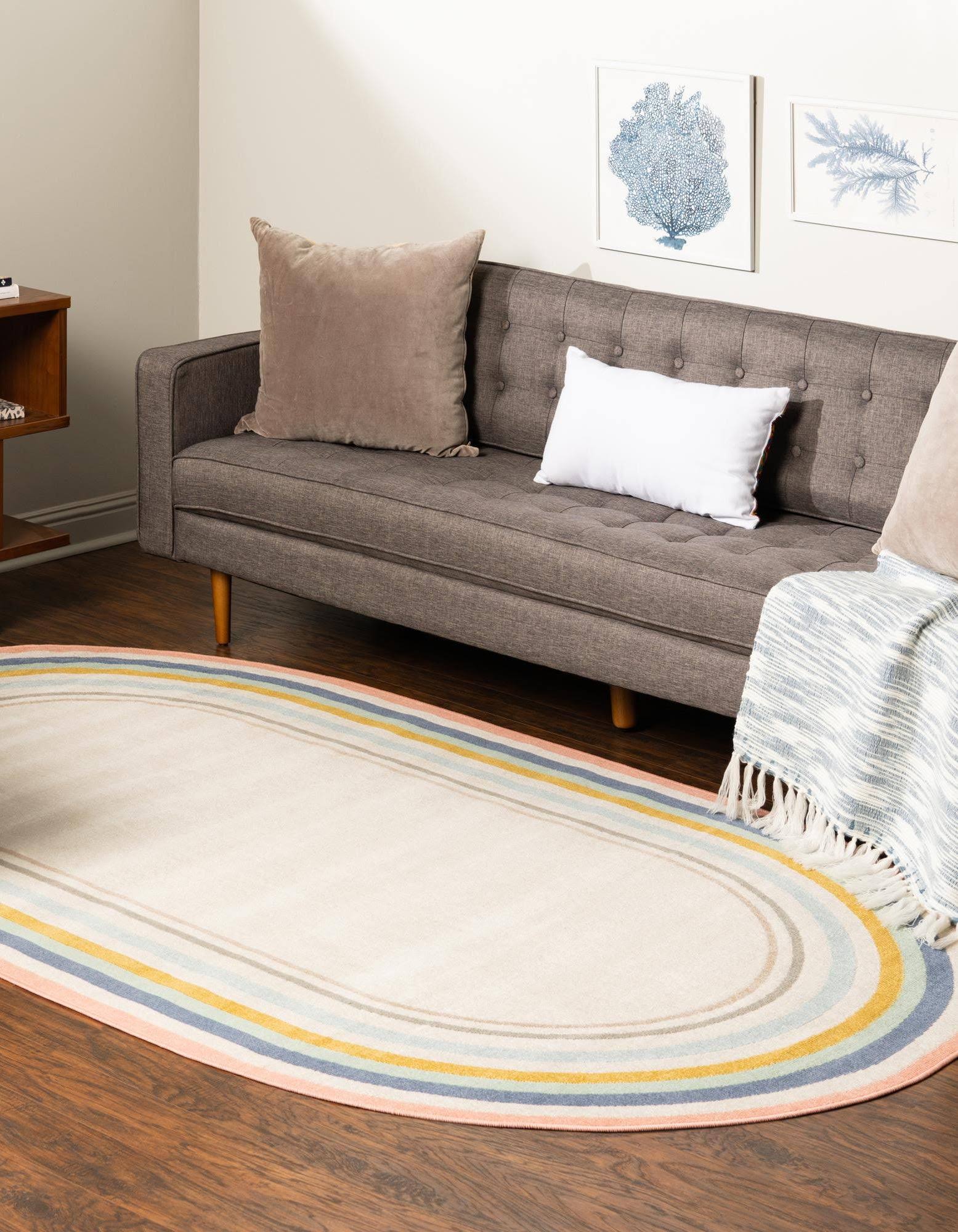 Ivory 8' 0 X 10' 0 Lotus Oval Area Rug | Unique DU_Y4UEDDW0