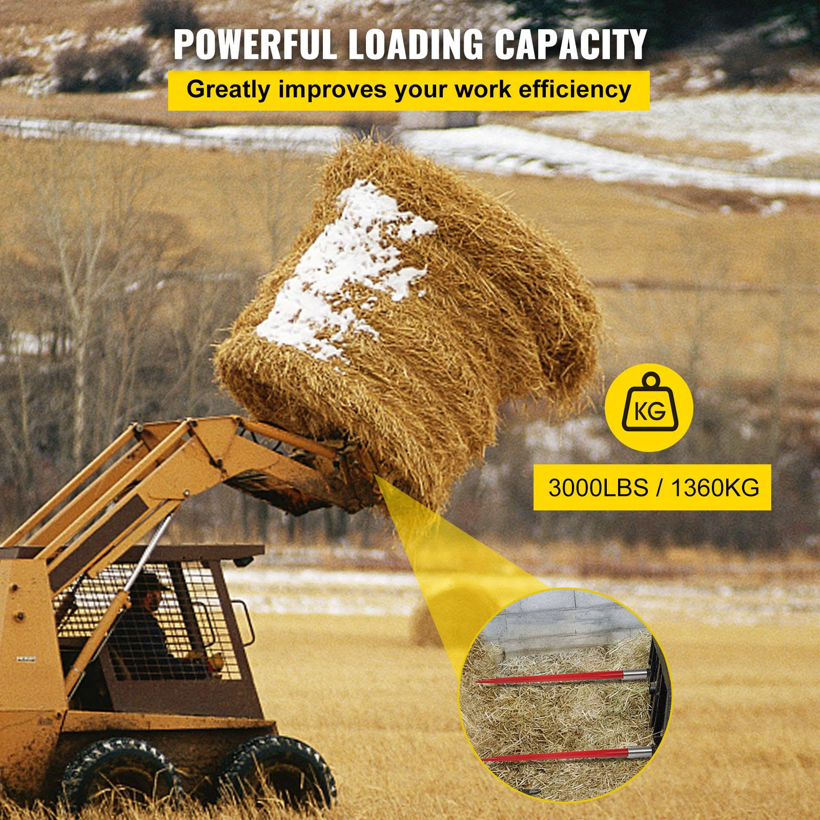 Vevor 2pcs 43 Square Hay Bale Spear 3000lbs Capacity Red Spike Fork 1 3/4 LF_J8XBSJOQ