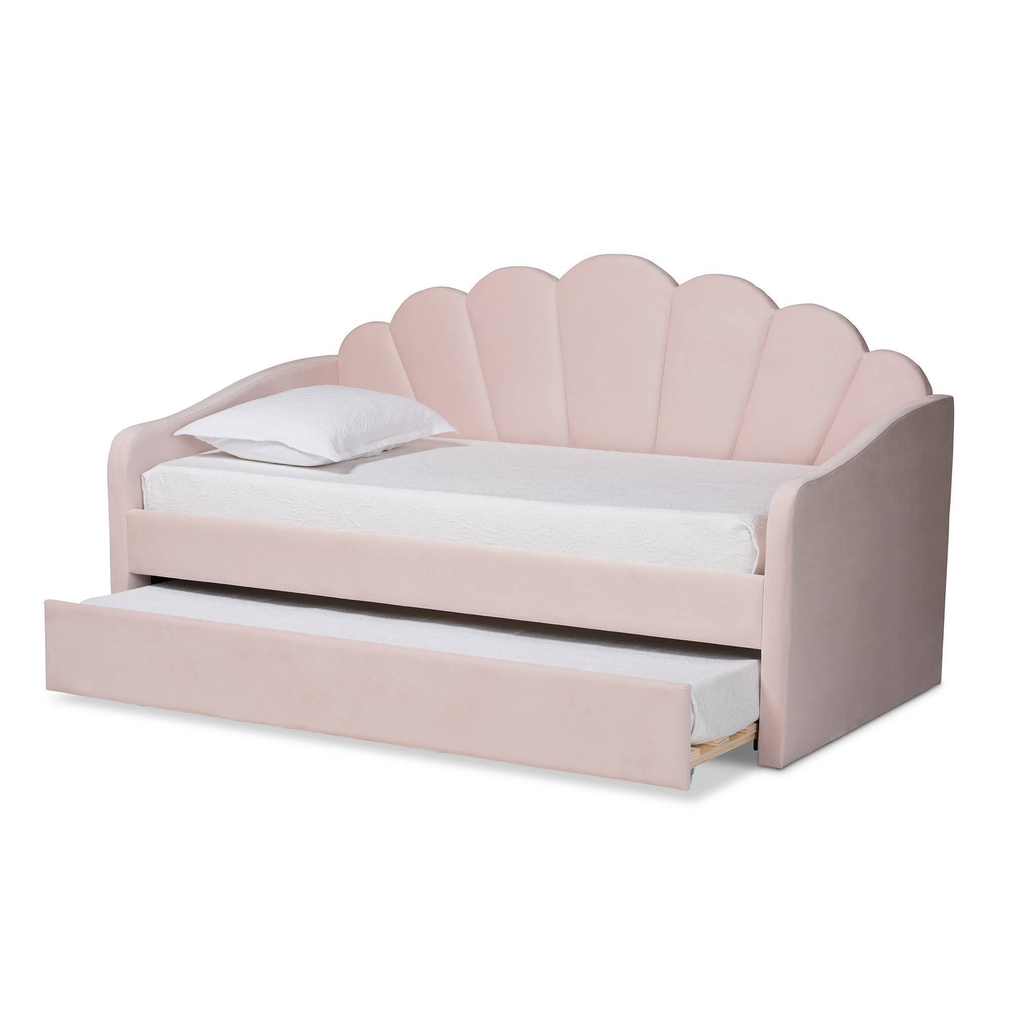 Baxton Studio Timila Modern And Contemporary Light Pink Velvet Fabric Upholstered Full Size Daybed With UJ_FGHTDZ3Z