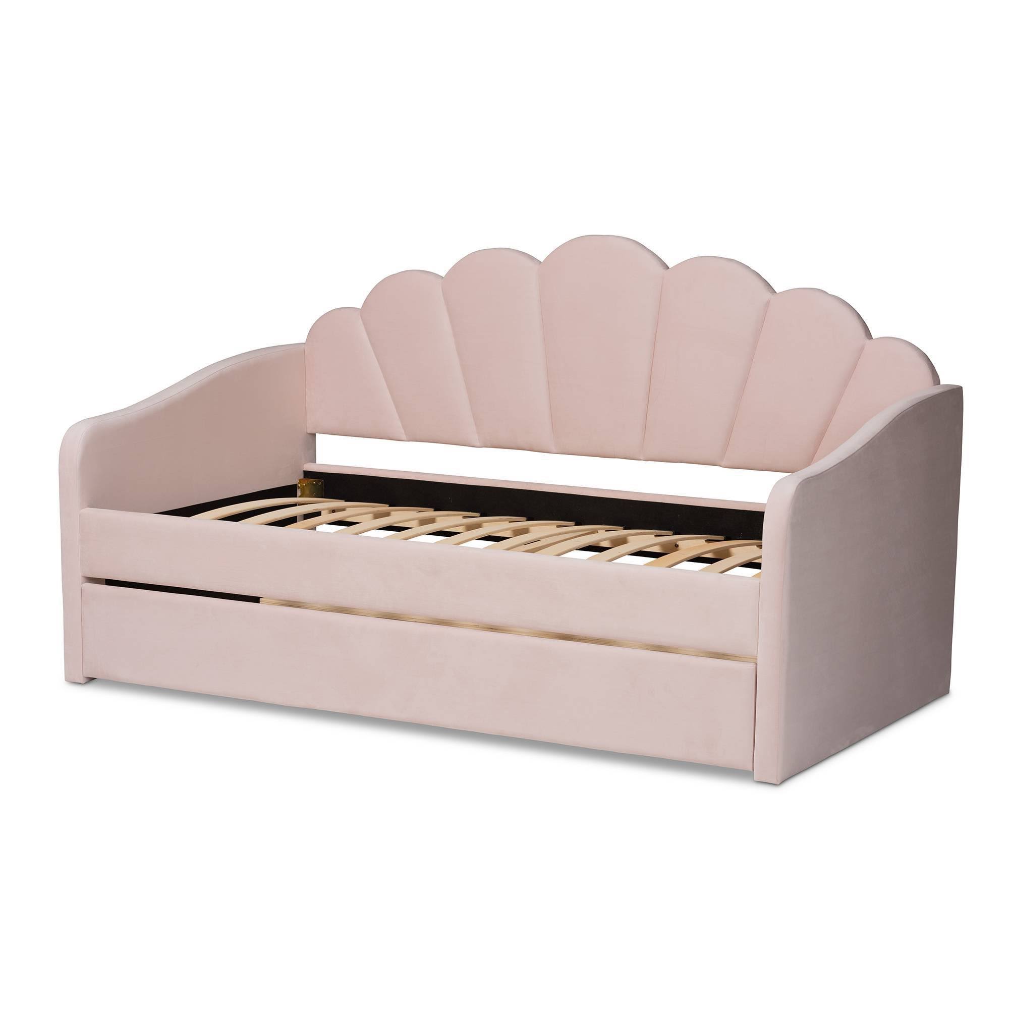 Baxton Studio Timila Modern And Contemporary Light Pink Velvet Fabric Upholstered Full Size Daybed With UJ_FGHTDZ3Z