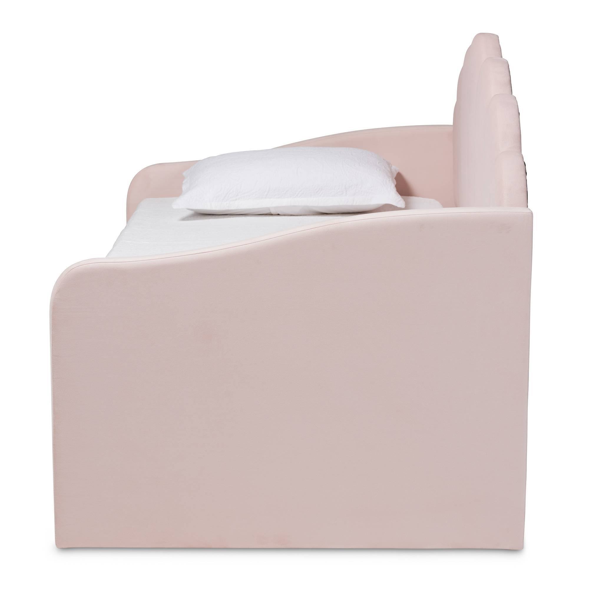 Baxton Studio Timila Modern And Contemporary Light Pink Velvet Fabric Upholstered Full Size Daybed With UJ_FGHTDZ3Z