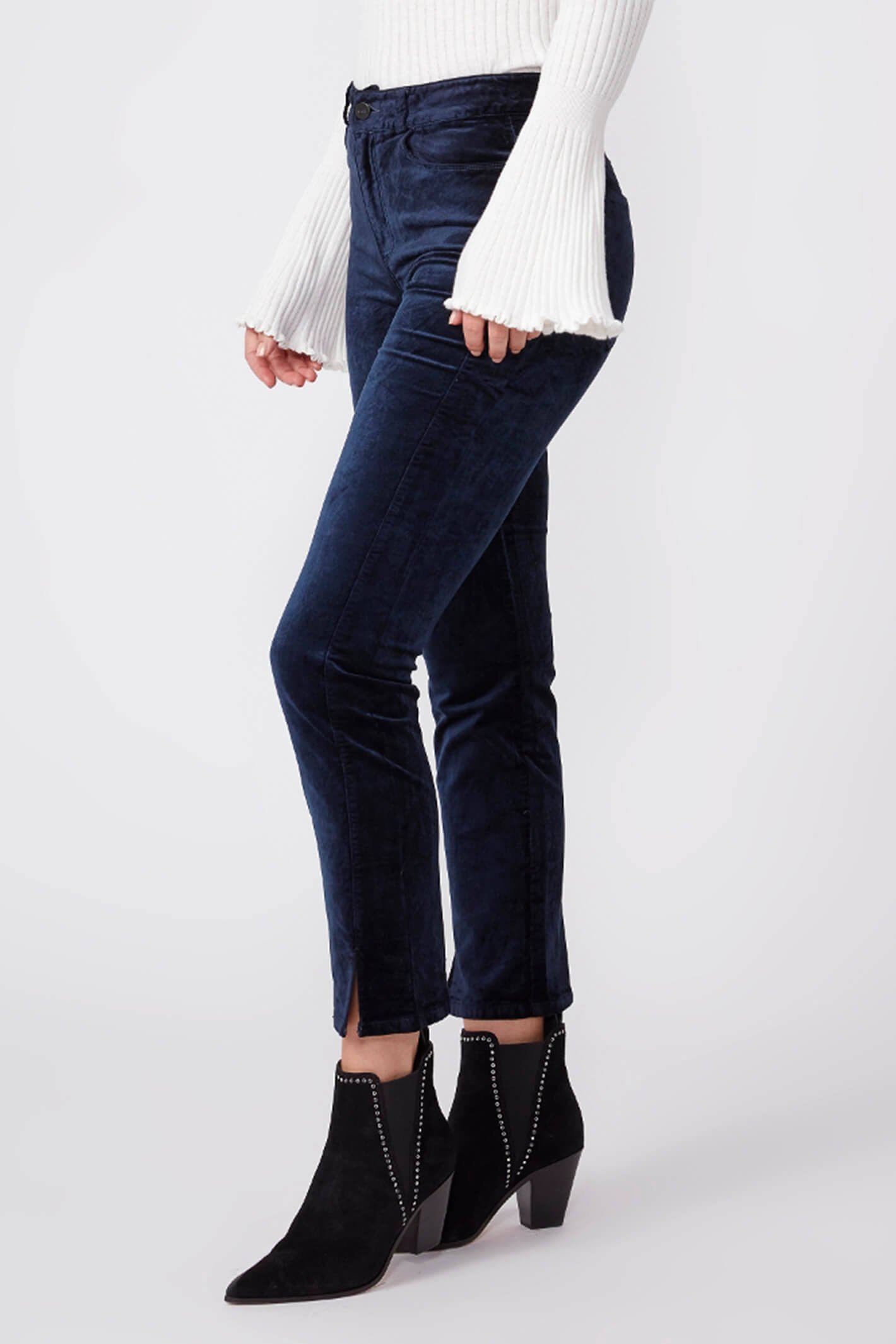Paige Women's Cindy Velvet Twisted Seam High Rise Straight QT_D9JRCCYG