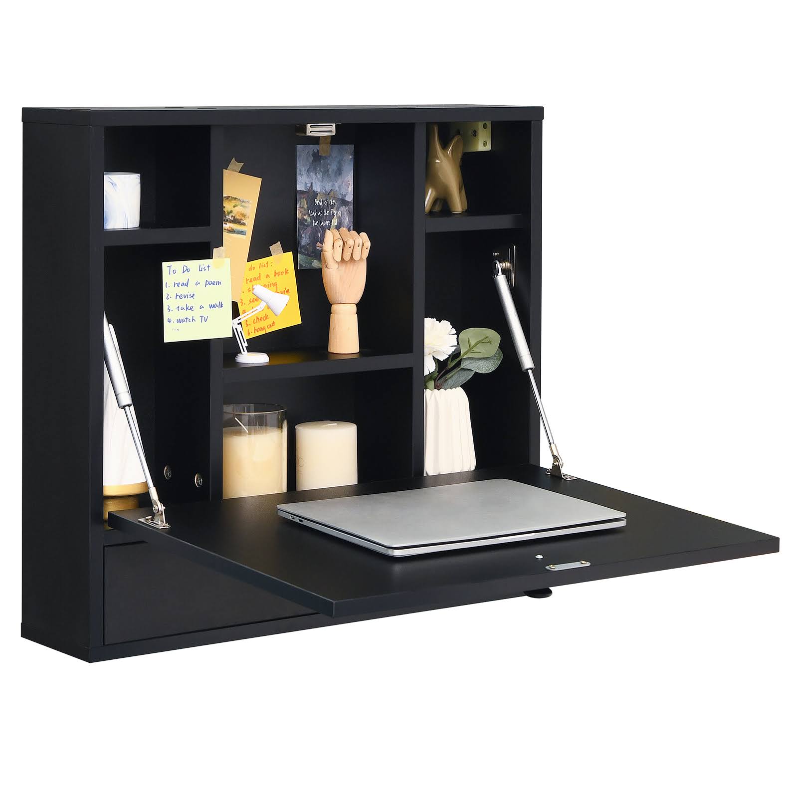 Costway Wall-Mount Floating Desk Foldable Space Saving Laptop Workstation PM_65BEZPQG