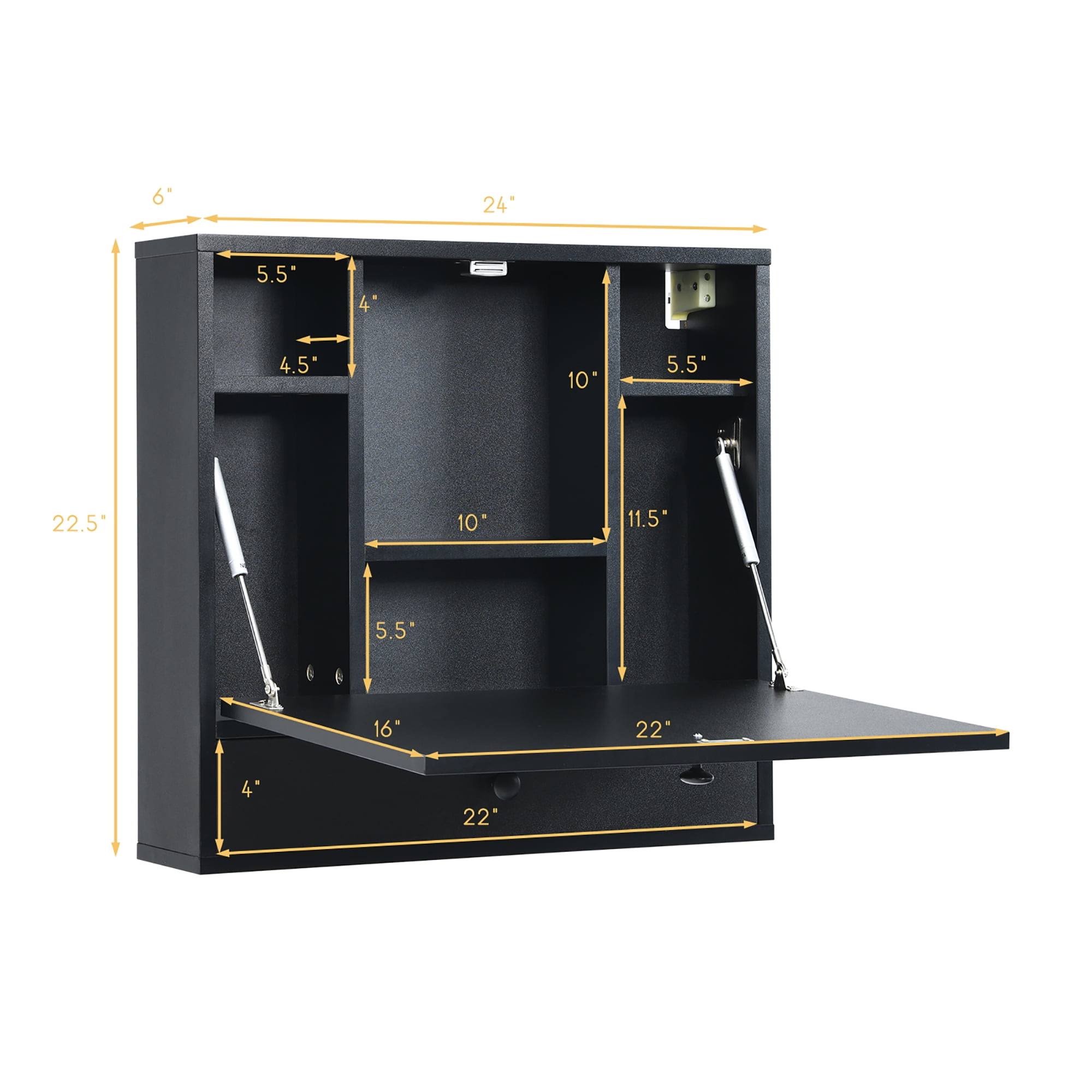 Costway Wall-Mount Floating Desk Foldable Space Saving Laptop Workstation PM_65BEZPQG