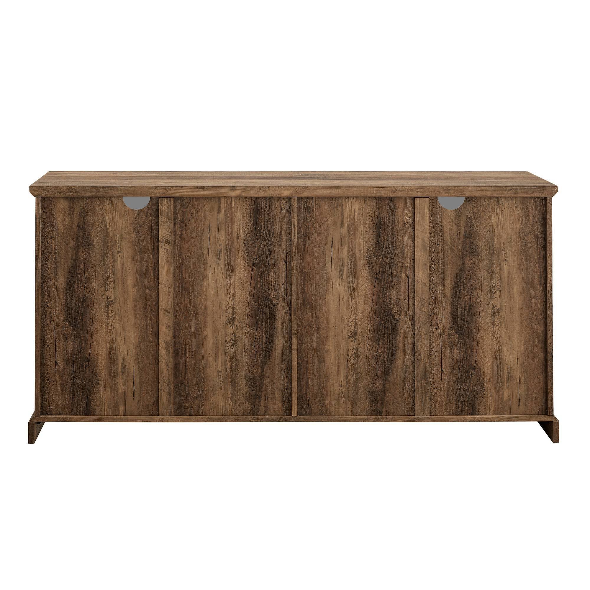 Avalene Modern Farmhouse 4 Door Glass Window Pane Tv Stand For Tvs Up To 65 Rustic Oak - Saracina BI_22MLNGRX