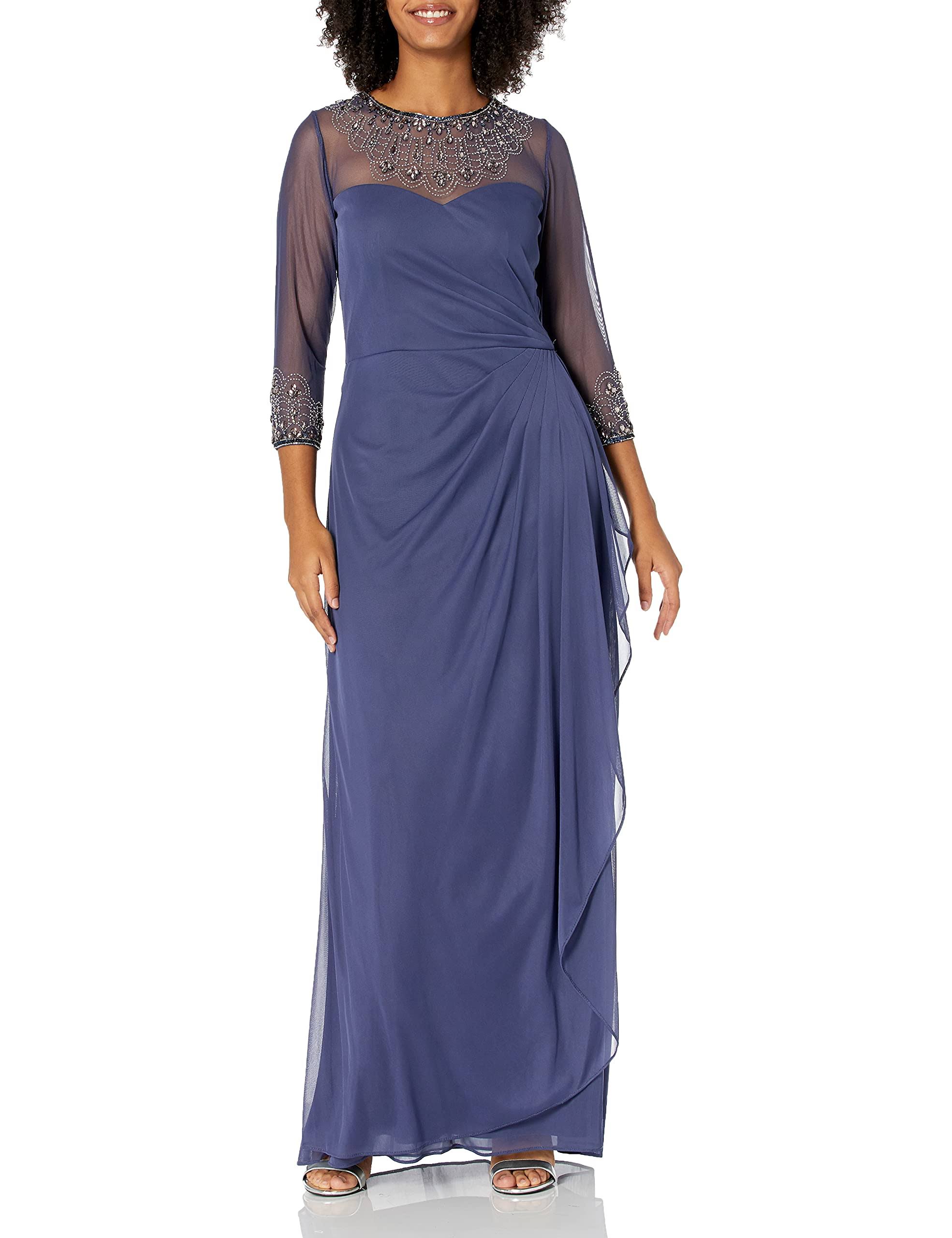 Petite Women's Alex Evenings Embellished A-Line Gown - 10p / Dark EO_ZNY4YSZI