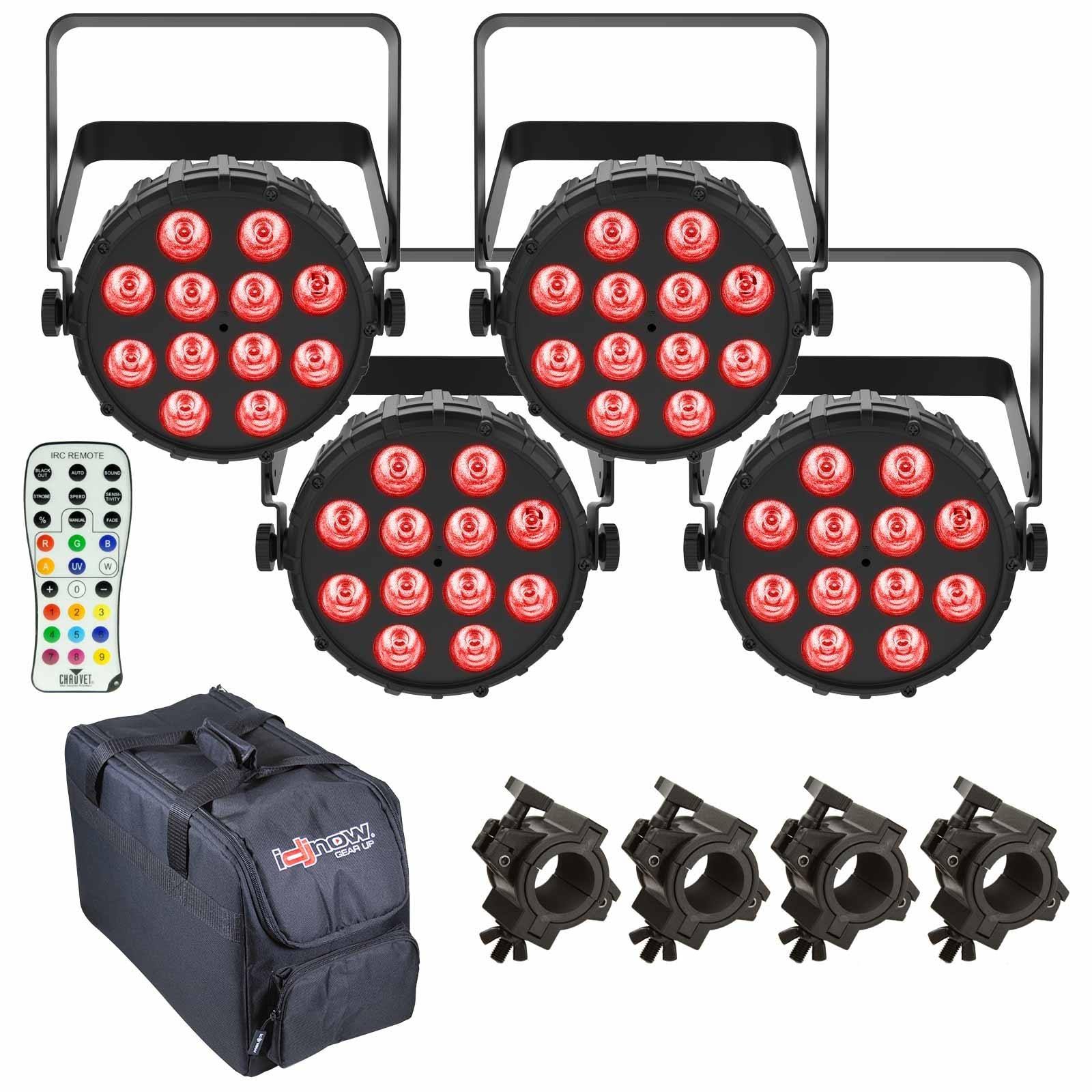 (4) Chauvet Dj Slimpar T12 Bt Bluetooth Wash Lights With Infrared Remote Control & Carry Bag DL_UQUXD9DZ
