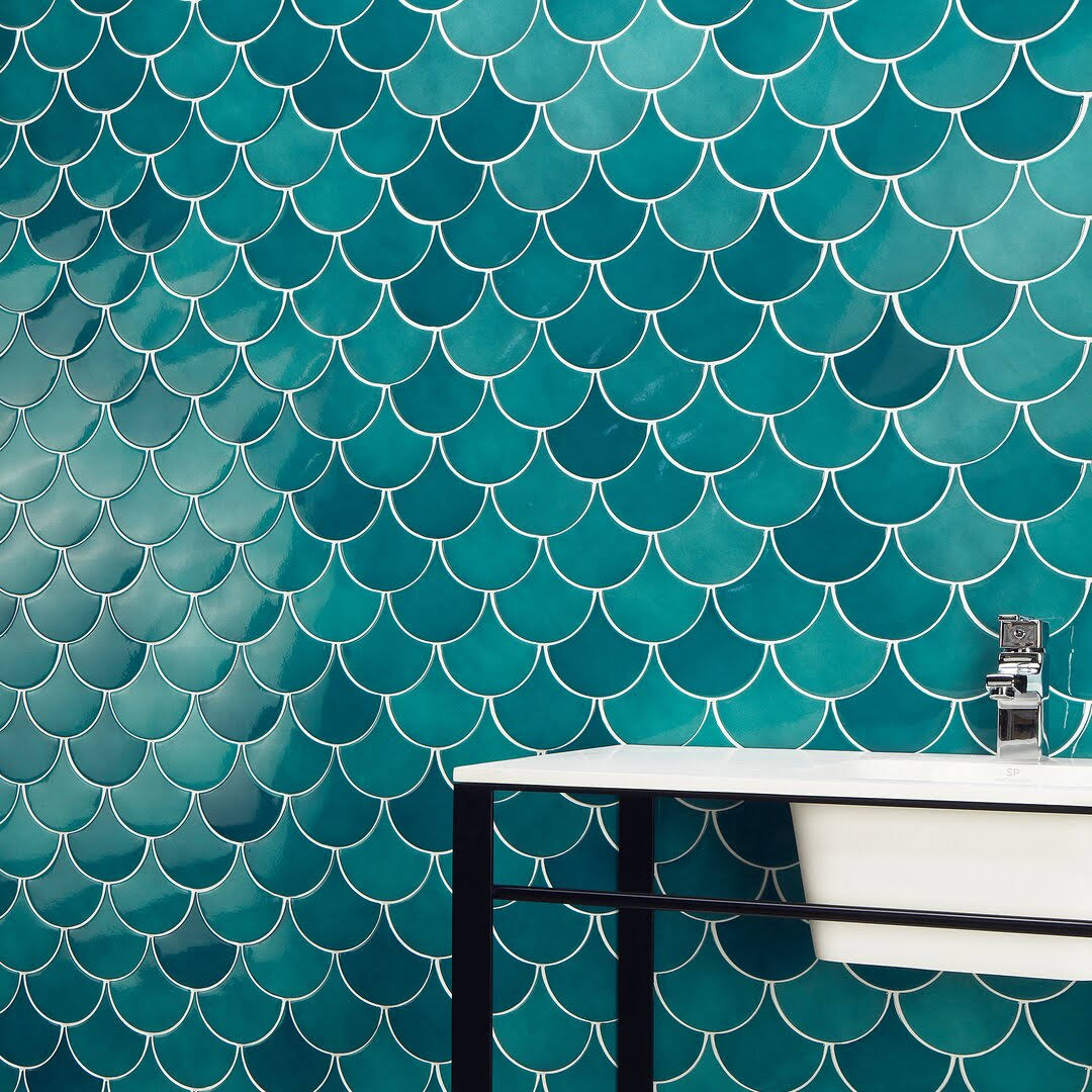 Ivy Hill Tile Beta Teal 2.44 In. X 5 In. Fish Scale Polished Ceramic Wall Tile (4.06 Sq. Ft. / Case) IT_USQ1IH7D