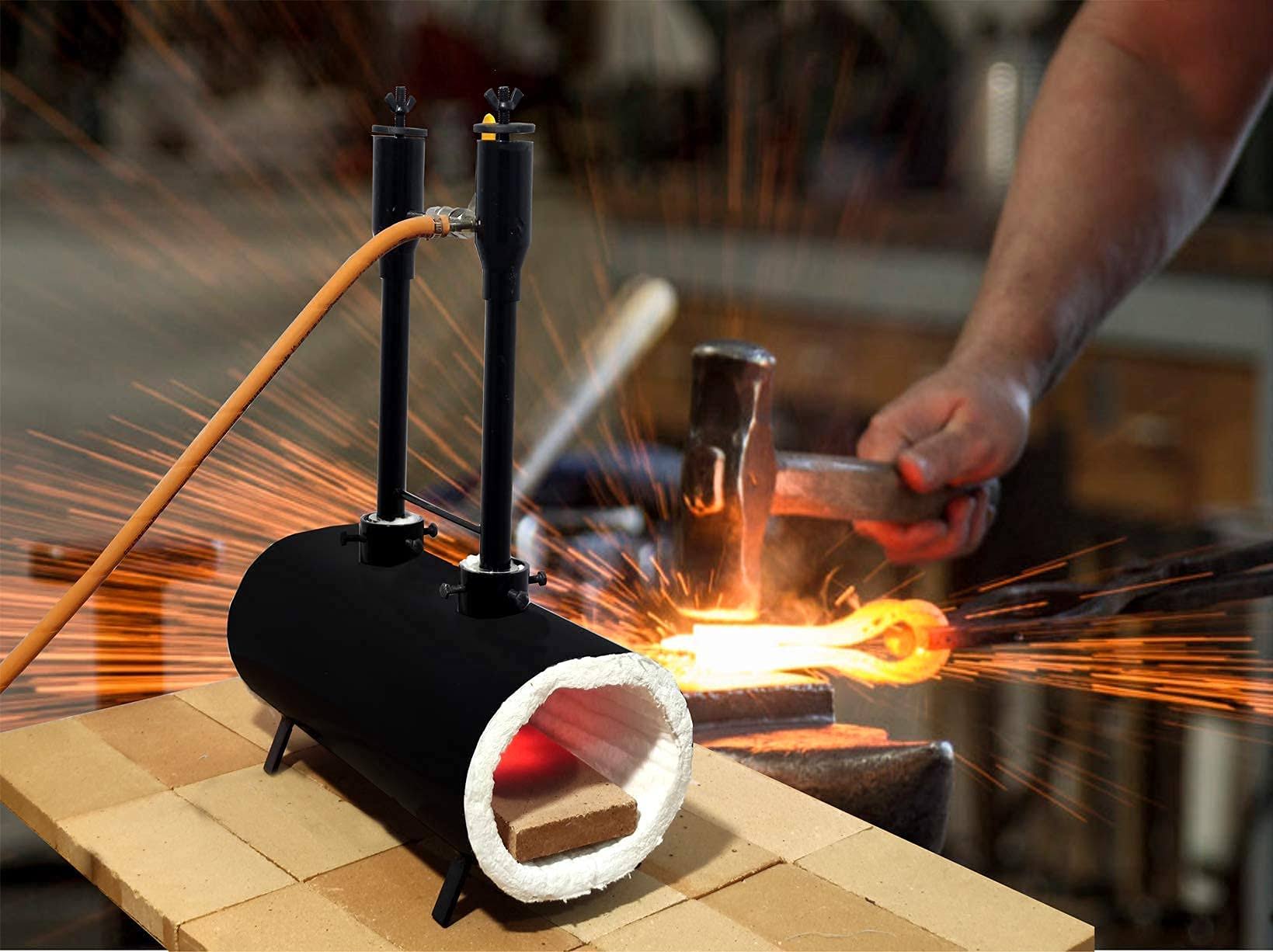 Double Burner Propane Forge Oval Knife Making Blacksmith Gas Forge Farrier T9_HH3ZNDDK