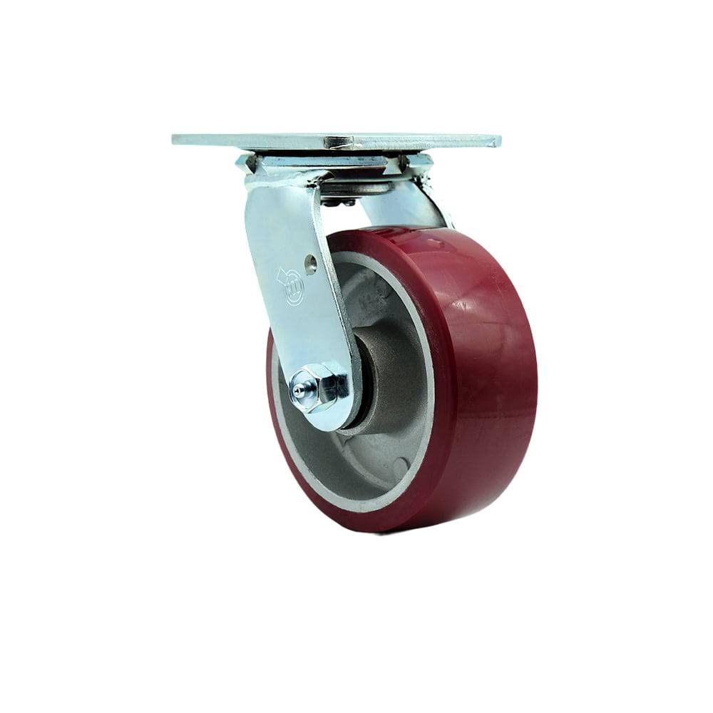 Service Caster - 5 Heavy Duty Polyurethane Wheel Caster Set Of 4 - With 2 Rigid/2 Swivel W/Top ID_X6GFQAEX