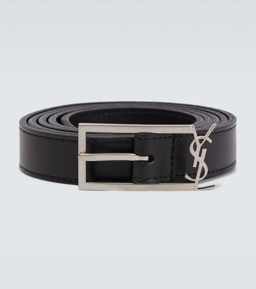 Saint Laurent Men's Logo Slim Leather Belt - Black - Size 85 - CP_MY2U227N