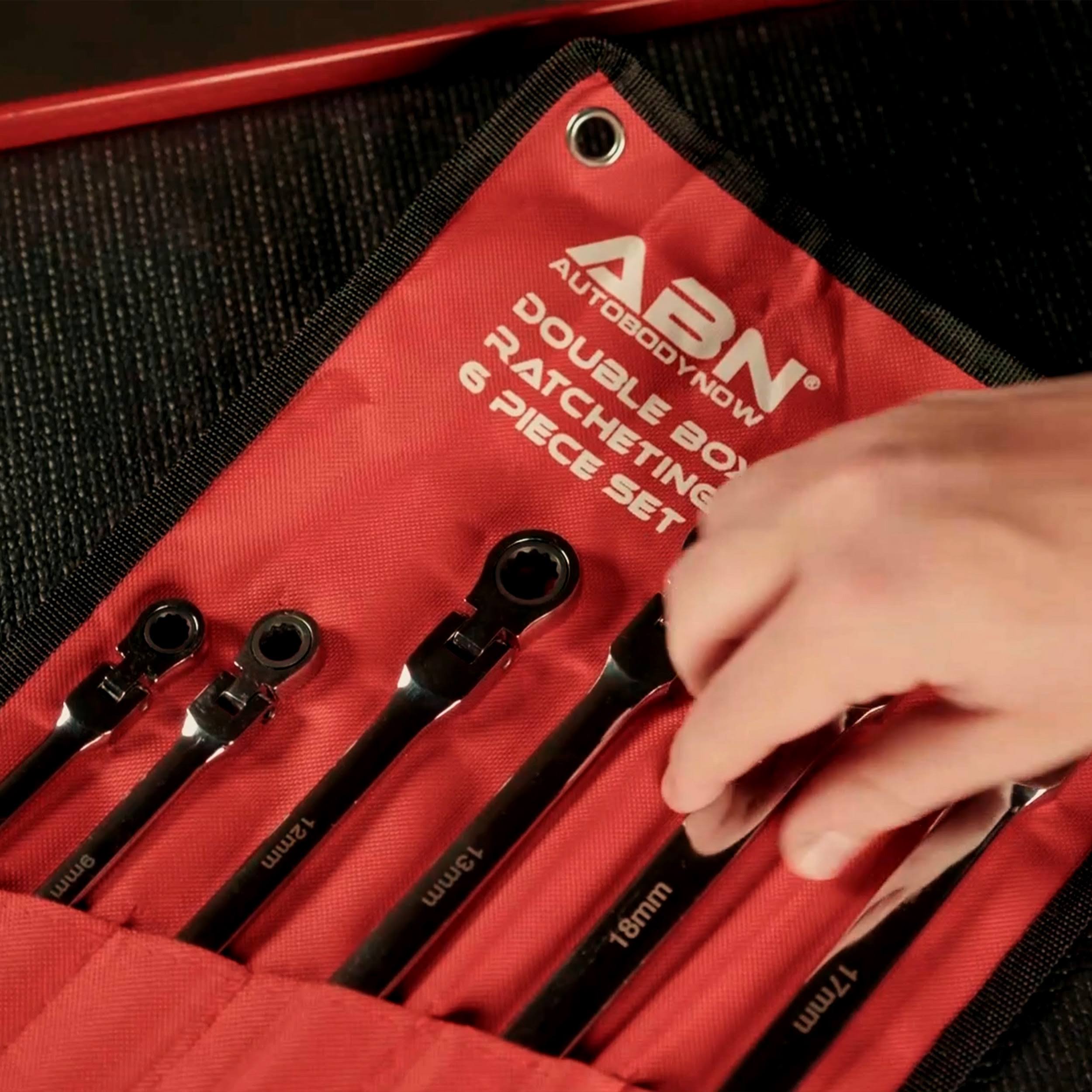 Abn Flex Head Ratcheting Wrench Set - 6-Piece Double Box End Wrench AK_IENEBTKW