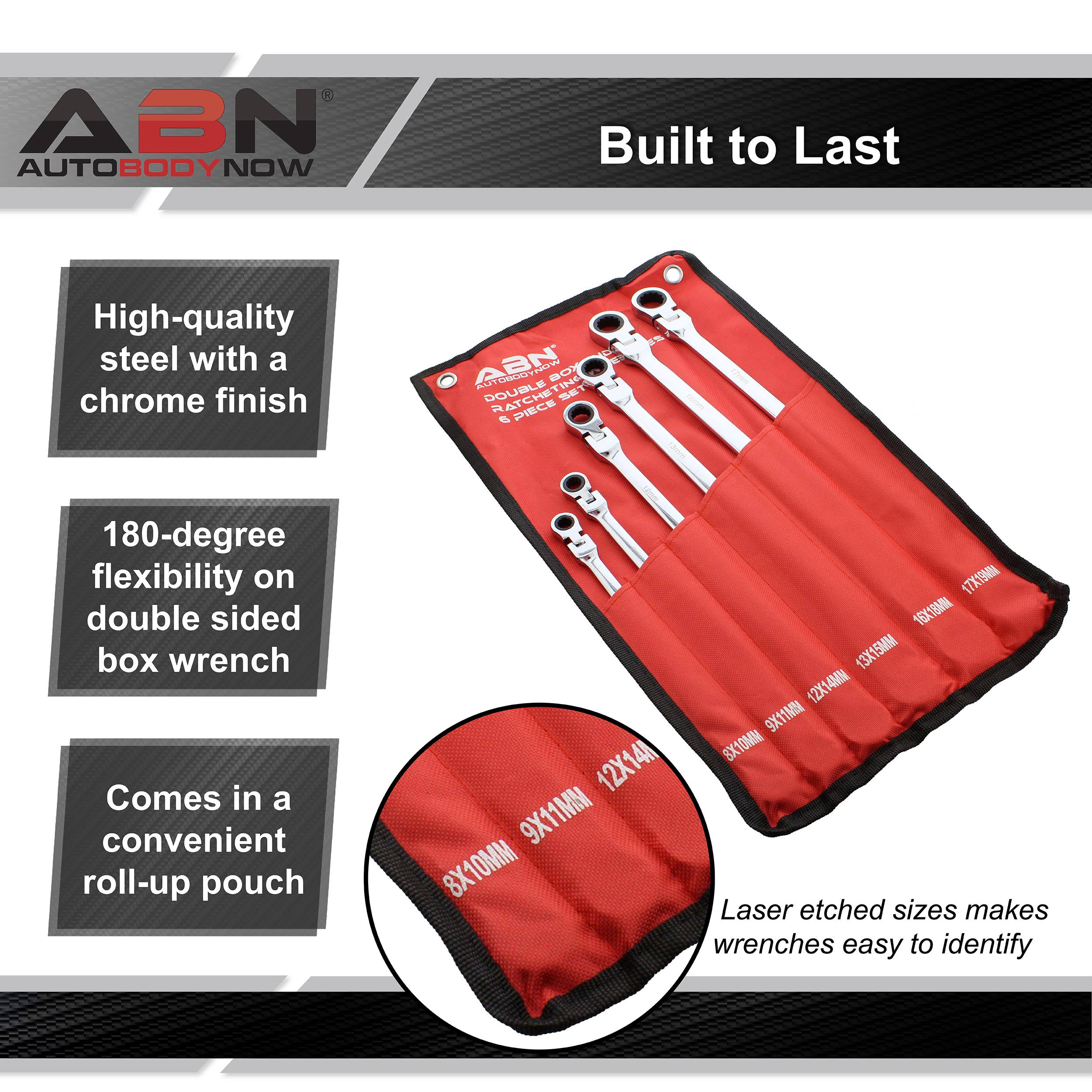 Abn Flex Head Ratcheting Wrench Set - 6-Piece Double Box End Wrench AK_IENEBTKW