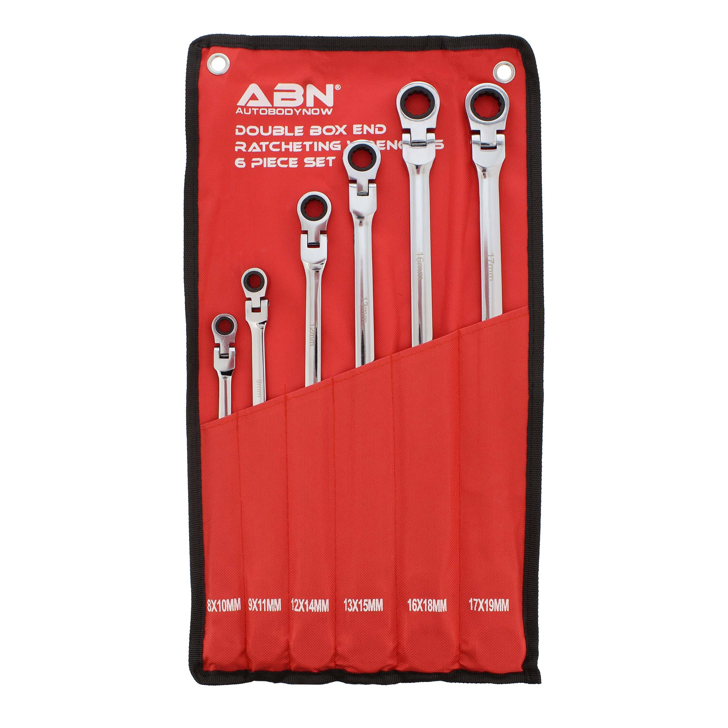 Abn Flex Head Ratcheting Wrench Set - 6-Piece Double Box End Wrench AK_IENEBTKW
