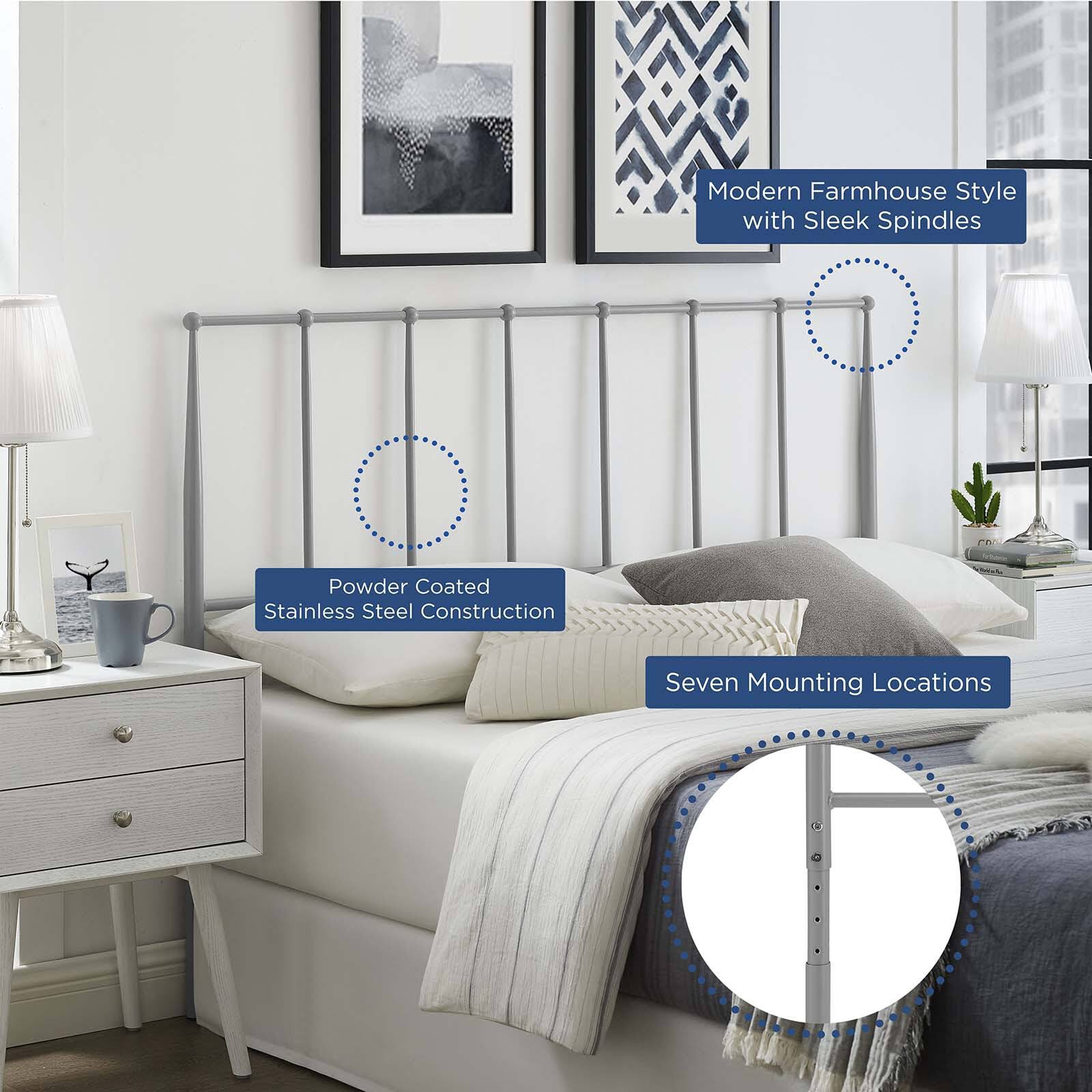 Modway Kiana King Metal Stainless Steel Headboard - EB_8QFWMJKS