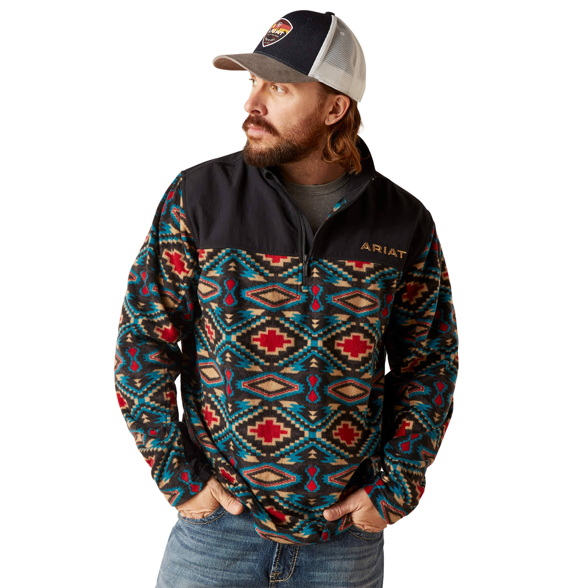 Ariat Basis 2.0 1/4 Zip Sweatshirt (Men's) Biscay Bay / 1Q_CHUT1JDF