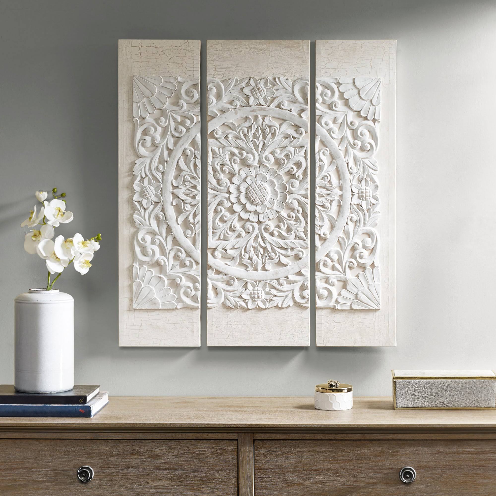 Madison Park White Mandala 3d Embellished W8_RLBBL6MK