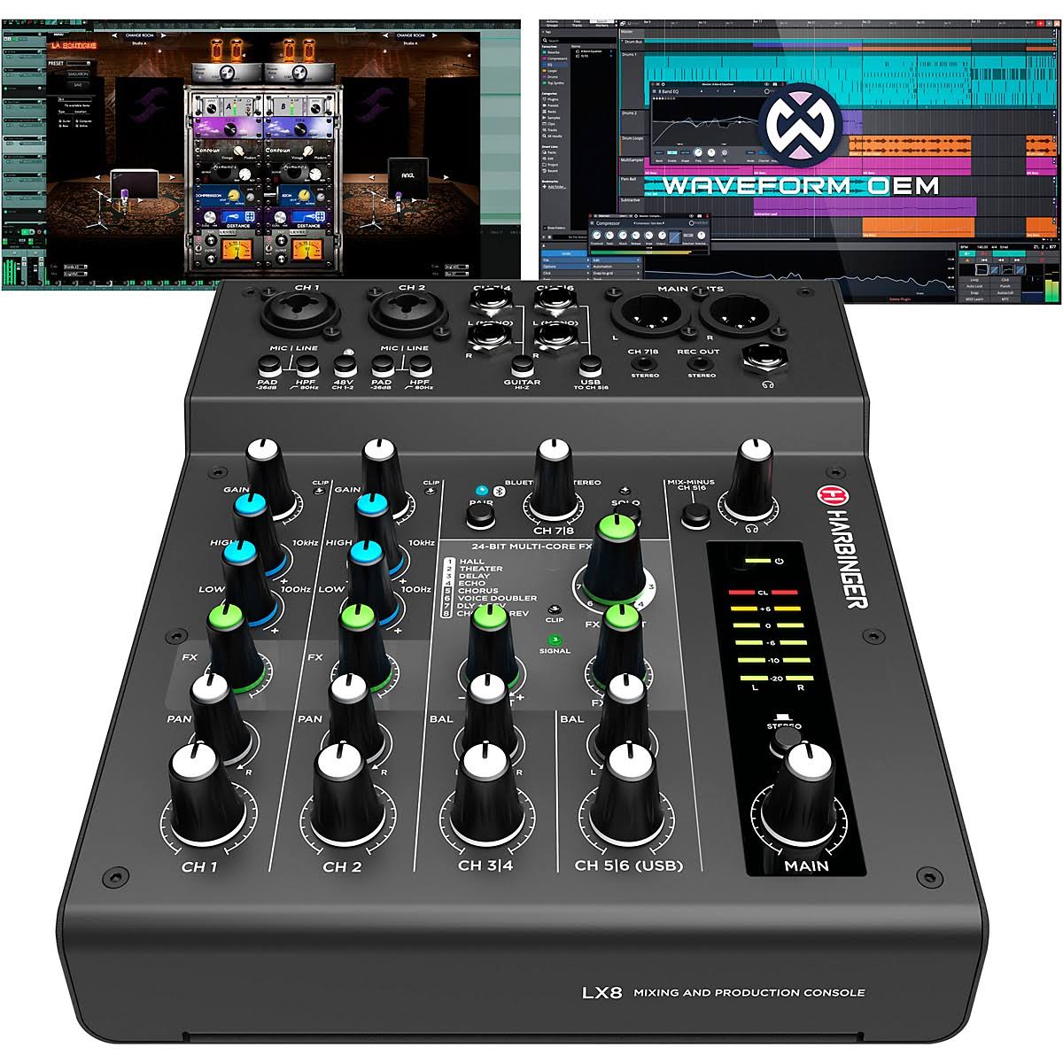 Harbinger Lx8 8-Channel Analog Mixer With Bluetooth, Fx And Usb YK_TA0DXNWC