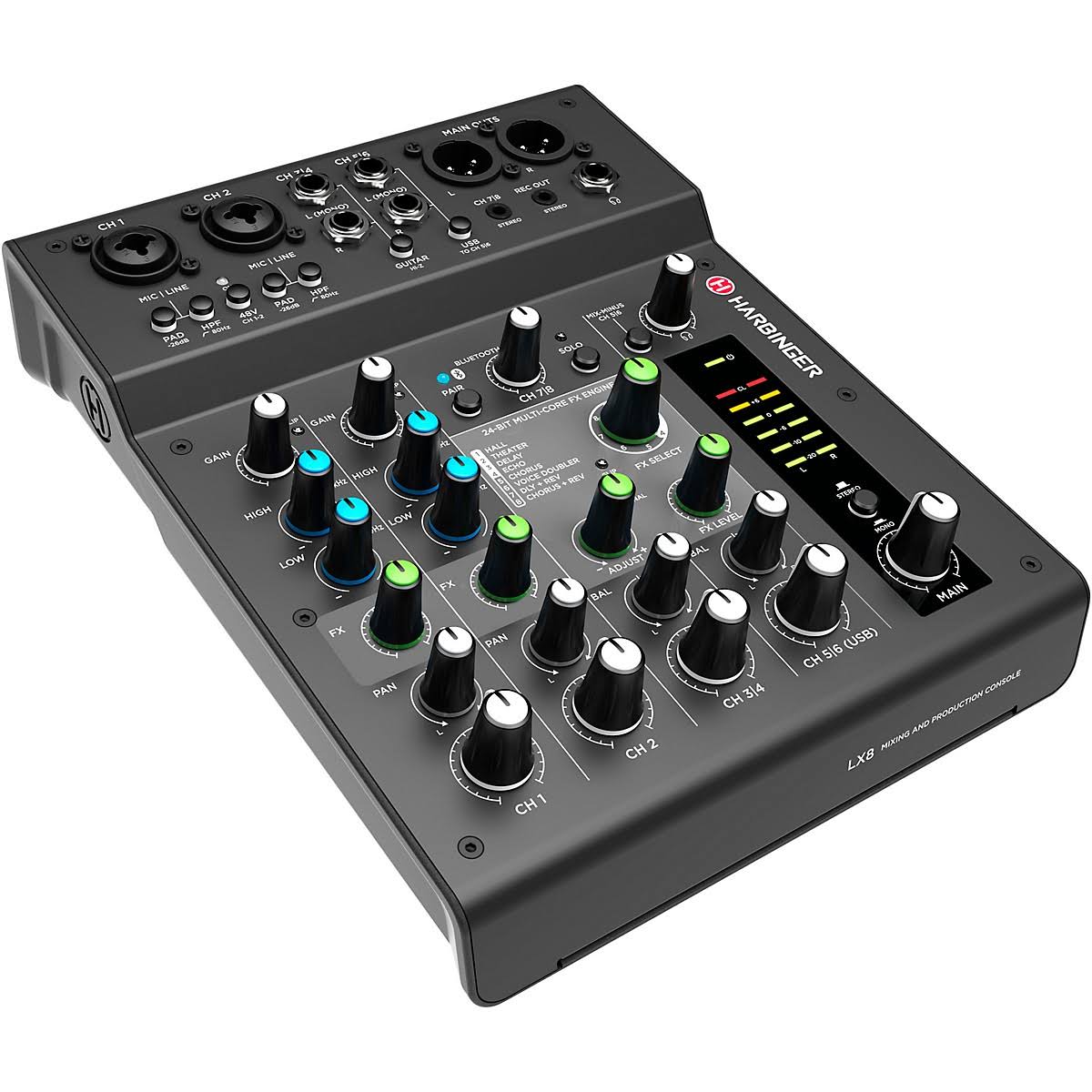 Harbinger Lx8 8-Channel Analog Mixer With Bluetooth, Fx And Usb YK_TA0DXNWC