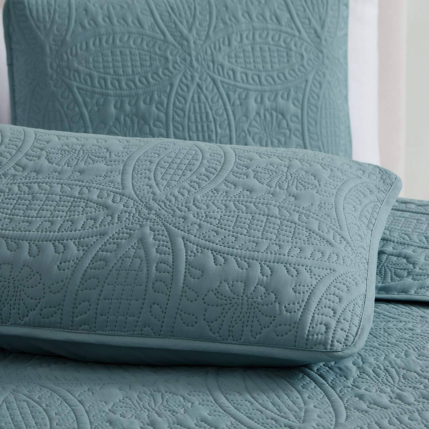 Mellanni Bedspread Coverlet Set Spa-Blue - Comforter Bedding Cover - Oversized 3-Piece Quilt Set (Full/Queen, Spa Blue) 1X_5TFHVUFW