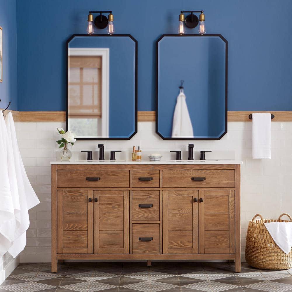 Home Decorators Collection Stanhope 61 In. W X 22 In. D Vanity In Reclaimed Oak With Engineered Stone Vanity Top In Crystal White With White 30_QLSPJEFC