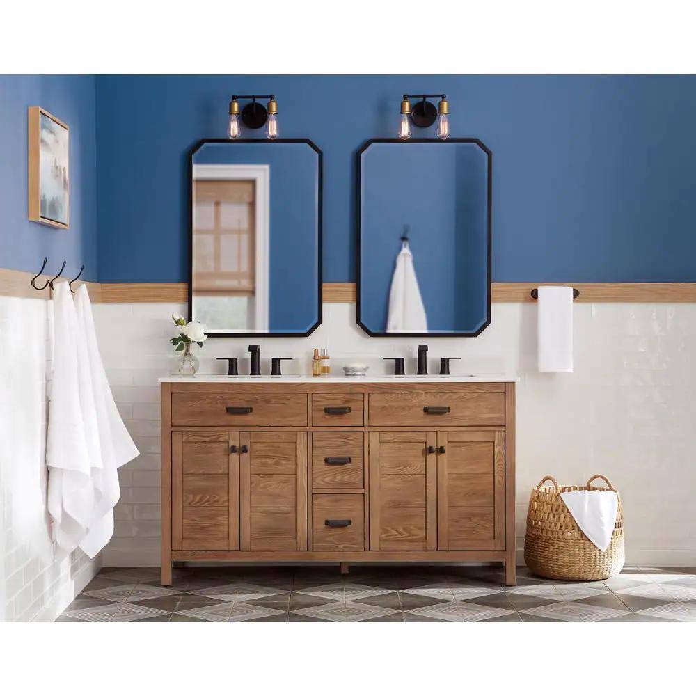 Home Decorators Collection Stanhope 61 In. W X 22 In. D Vanity In Reclaimed Oak With Engineered Stone Vanity Top In Crystal White With White 30_QLSPJEFC