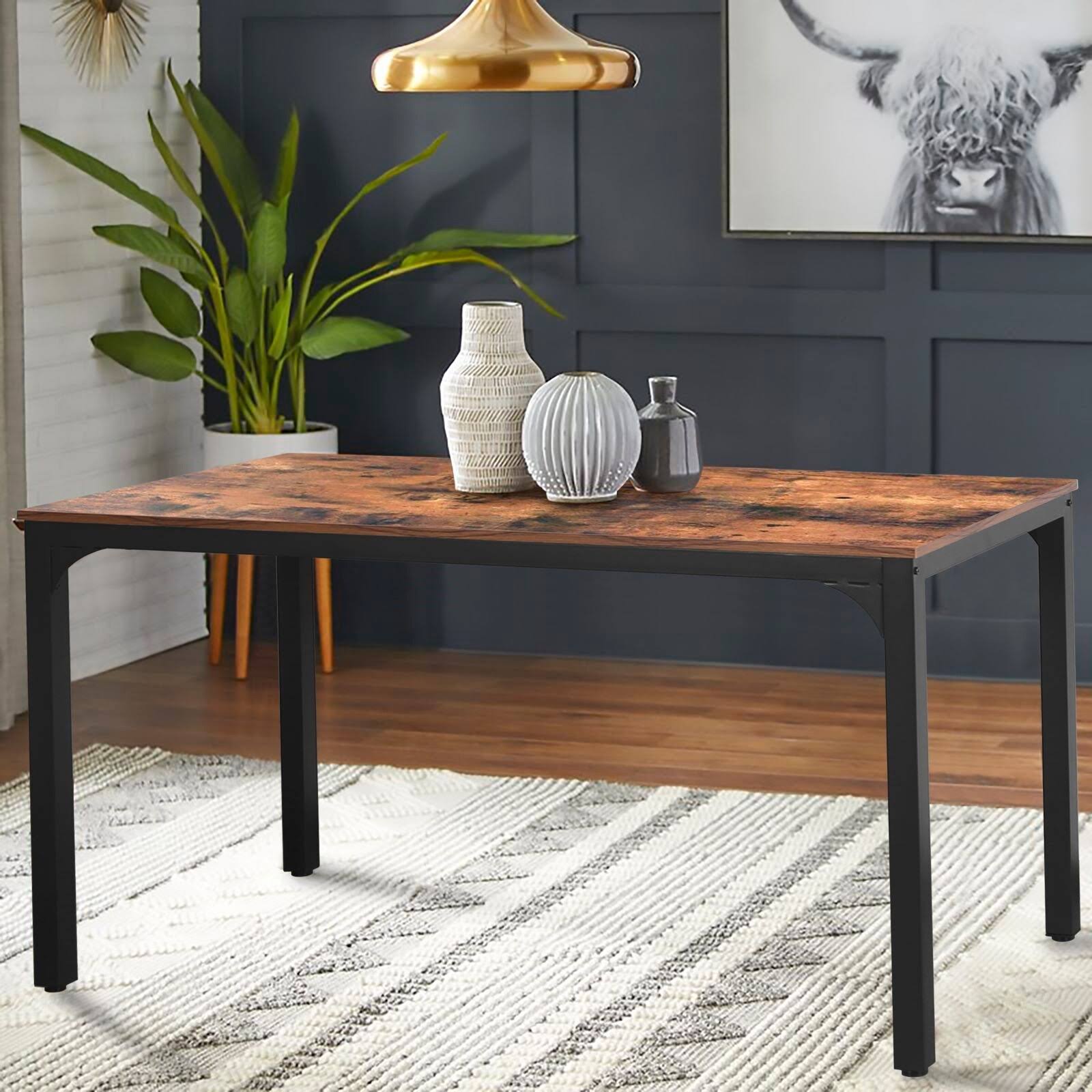 Veikous Industrial Dining Table Desk With Adjustable Footpad - 47.2'' Z7_OA3SERPS