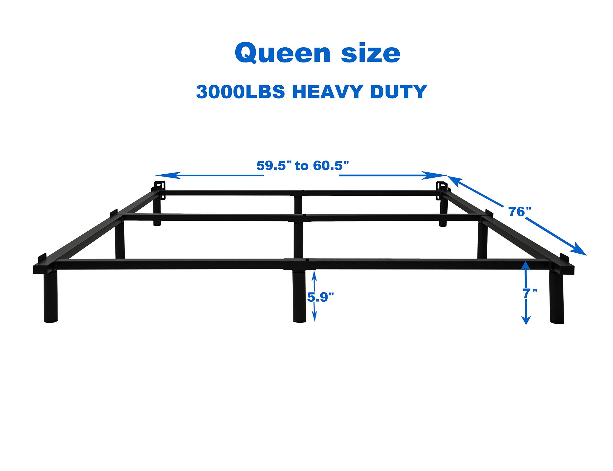 Zizin Queen Bed Frame For Box Spring Heavy Duty 3000 Lbs Adjustable 8H_TUGW9Z3W