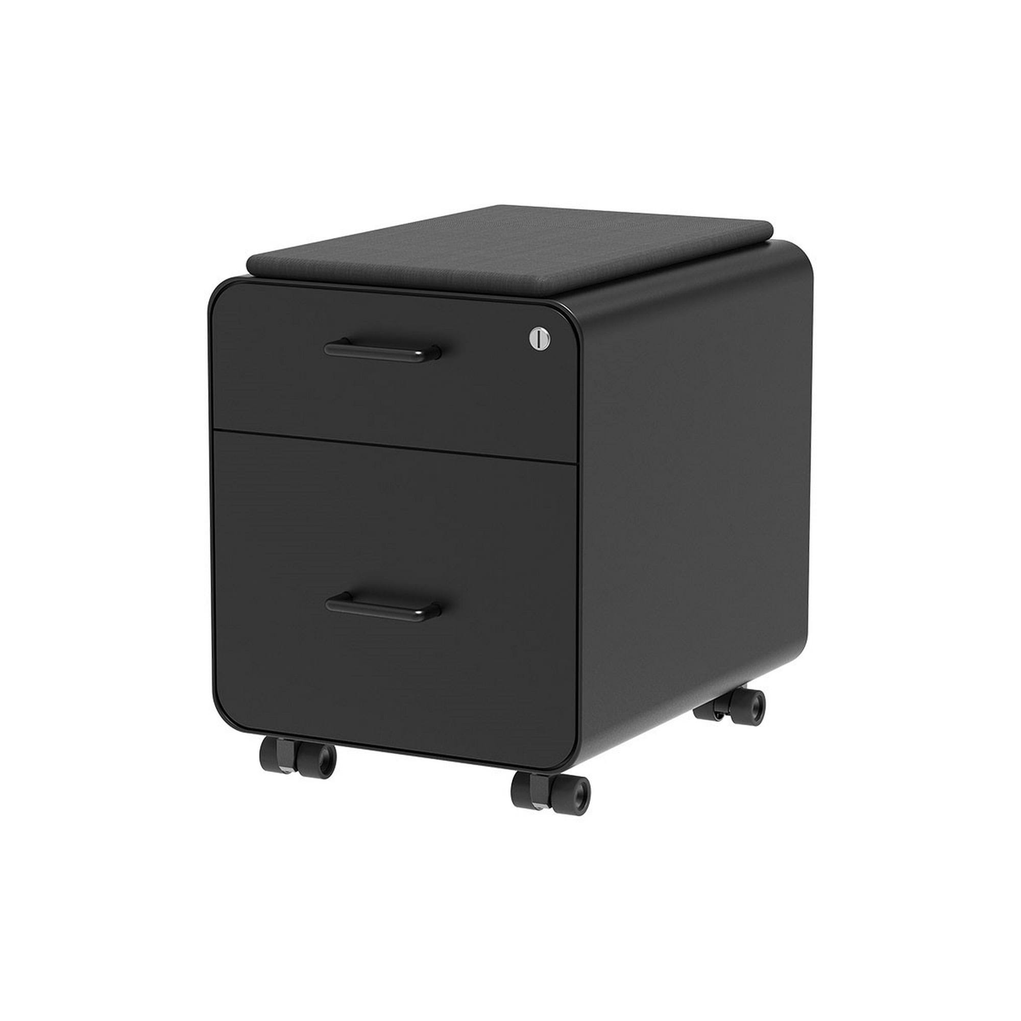 Workstream By Monoprice Rolling Round Corner 2-Drawer File Cabinet With Seat Cushion D5_XEMYGSWI