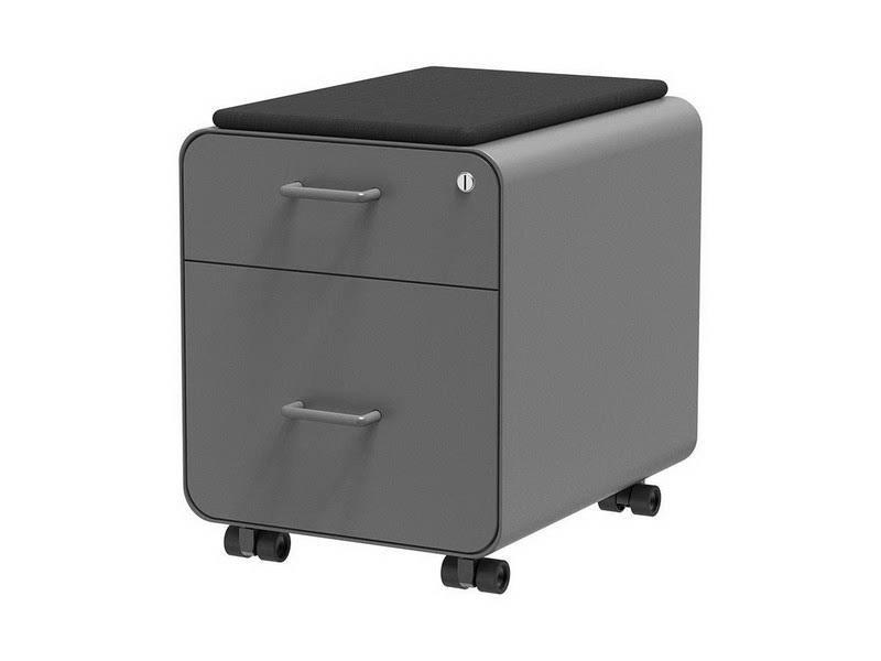 Workstream By Monoprice Rolling Round Corner 2-Drawer File Cabinet With Seat Cushion D5_XEMYGSWI