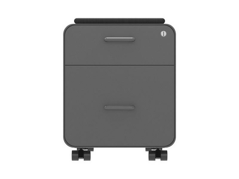 Workstream By Monoprice Rolling Round Corner 2-Drawer File Cabinet With Seat Cushion D5_XEMYGSWI