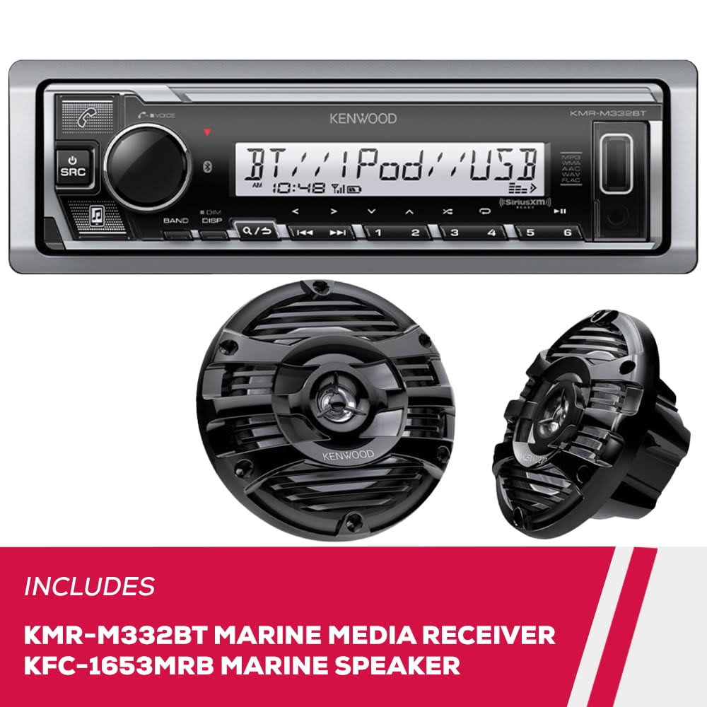 Kenwood Kmr-M332bt Marine Digital Media Receiver And Kfc-1653mrb 6.5 MX_QF4O2UGT