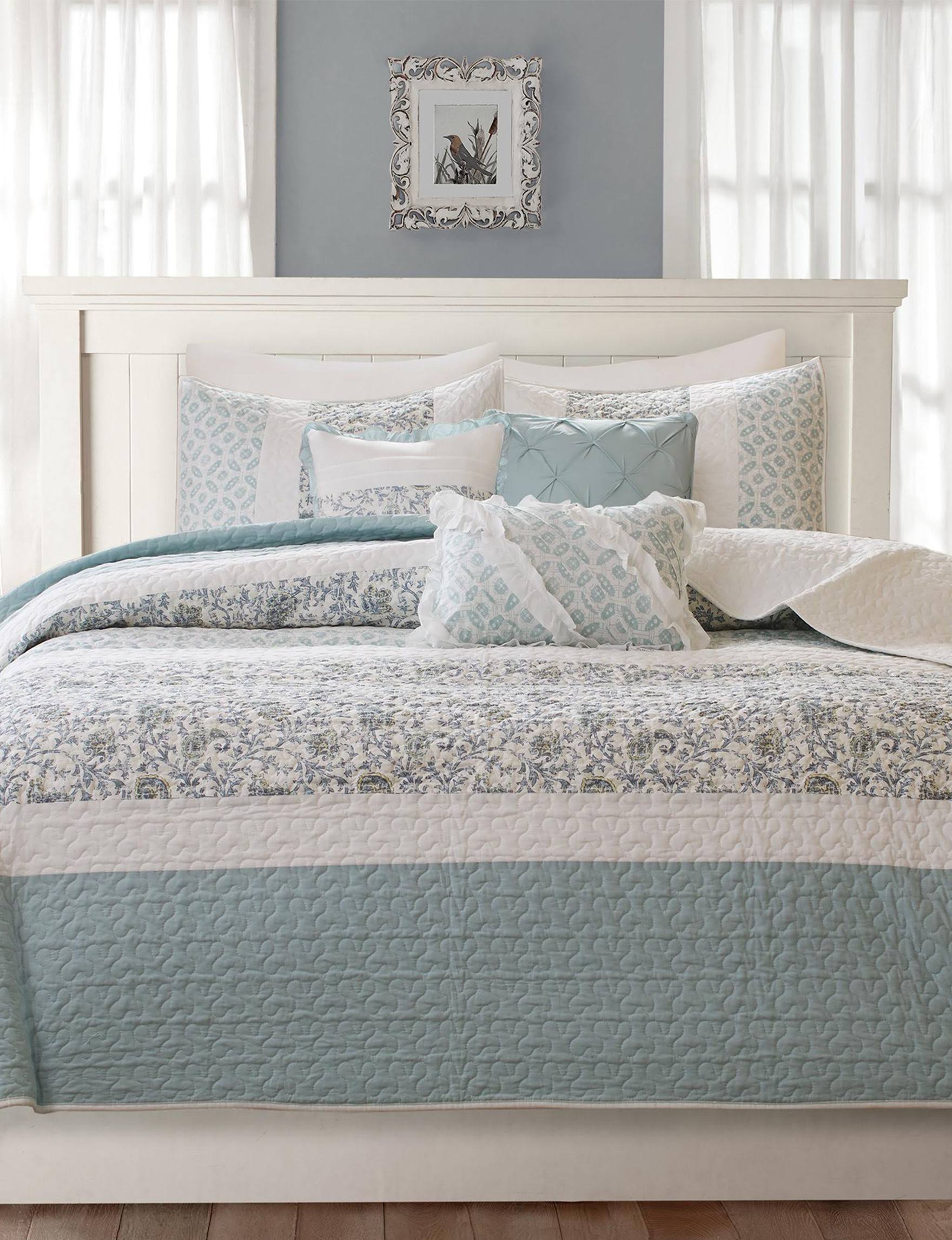 Madison Park - Dawn 9 Piece Cotton Percale Comforter Set - Blue - QK_K3T3E3ER