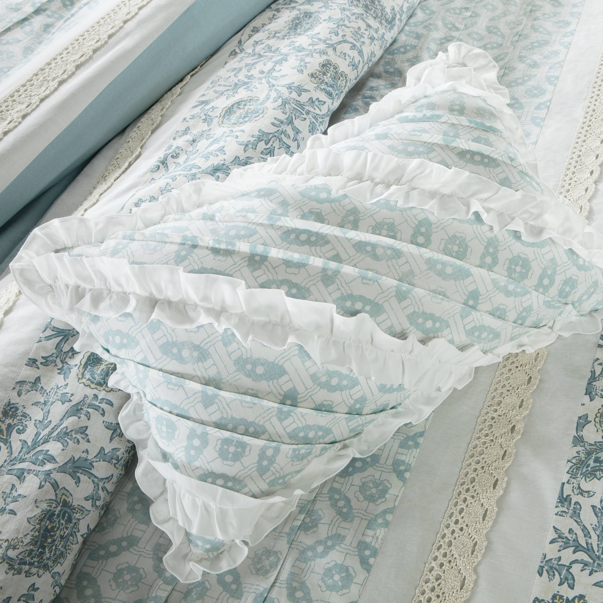 Madison Park - Dawn 9 Piece Cotton Percale Comforter Set - Blue - QK_K3T3E3ER