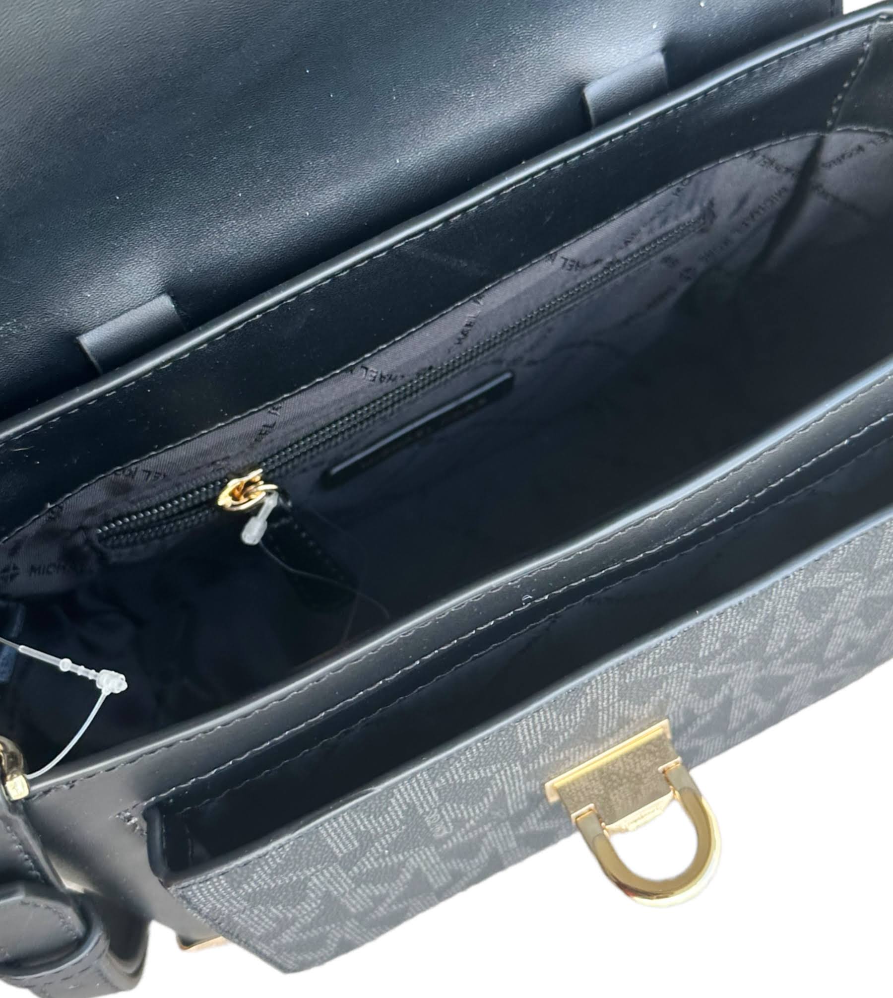 Michael Kors Manhattan Medium Black Signature Leather Purse Satchel SX_OSFEHOMK