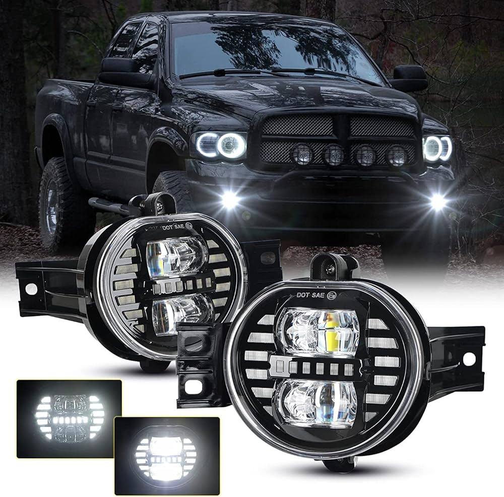 M Mibahe 2pcs Led Fog Lights With Drl Compatible With Dodge Ram 1500 2002-2008, Ram 2500 3500 2003-2009, Durango Truck 2004-2006,G9_ZZIAJWAK