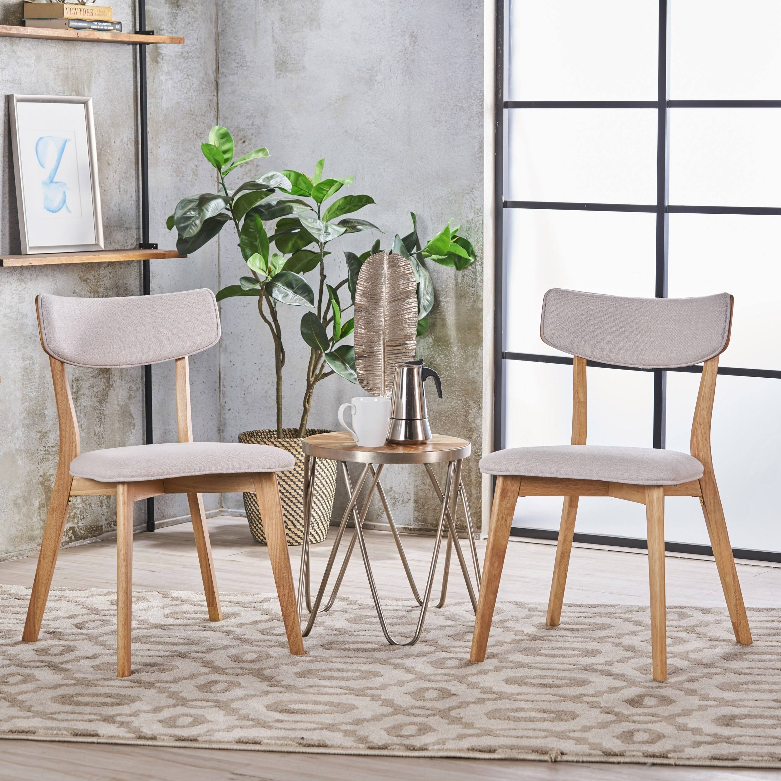 Chazz Mid Century Upholstered Dining Chairs (Set Of 2) By Christopher Knight Home - Light Gray + Matte UE_0MWJXUWF