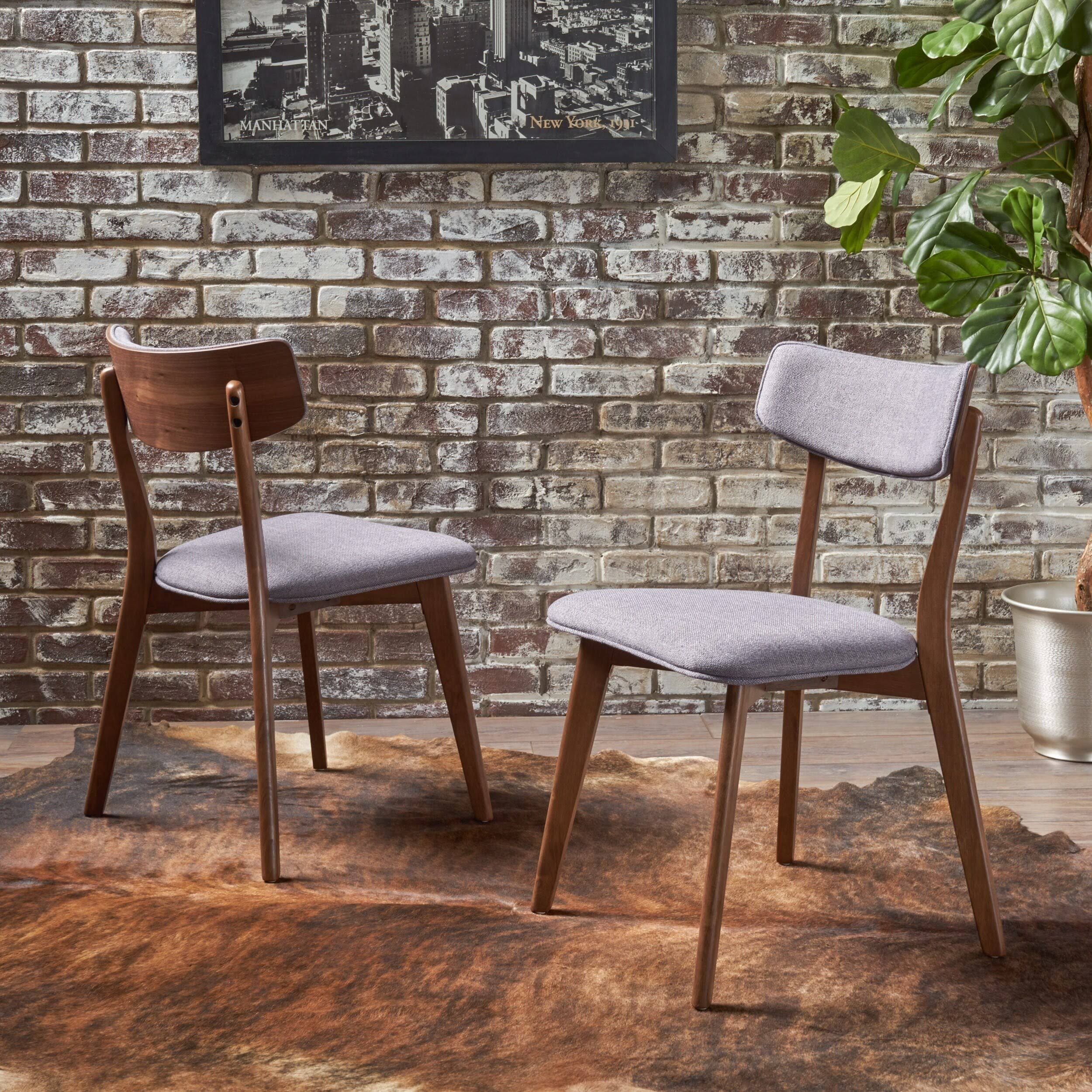 Chazz Mid Century Upholstered Dining Chairs (Set Of 2) By Christopher Knight Home - Light Gray + Matte UE_0MWJXUWF