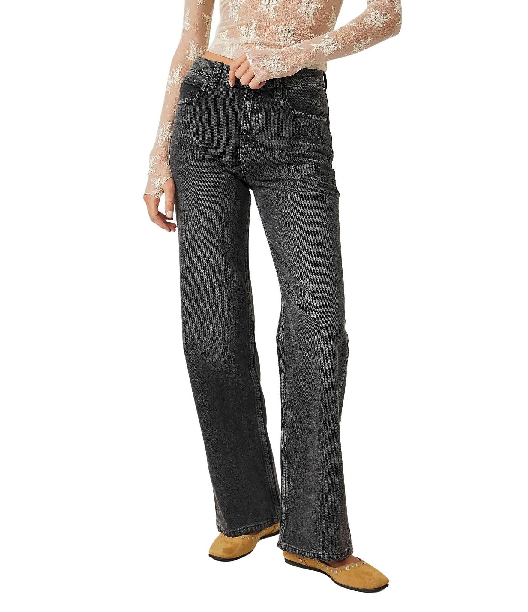 Free People Tinsley Baggy High Rise Jeans - Washed Black - IH_7PFFOGXB
