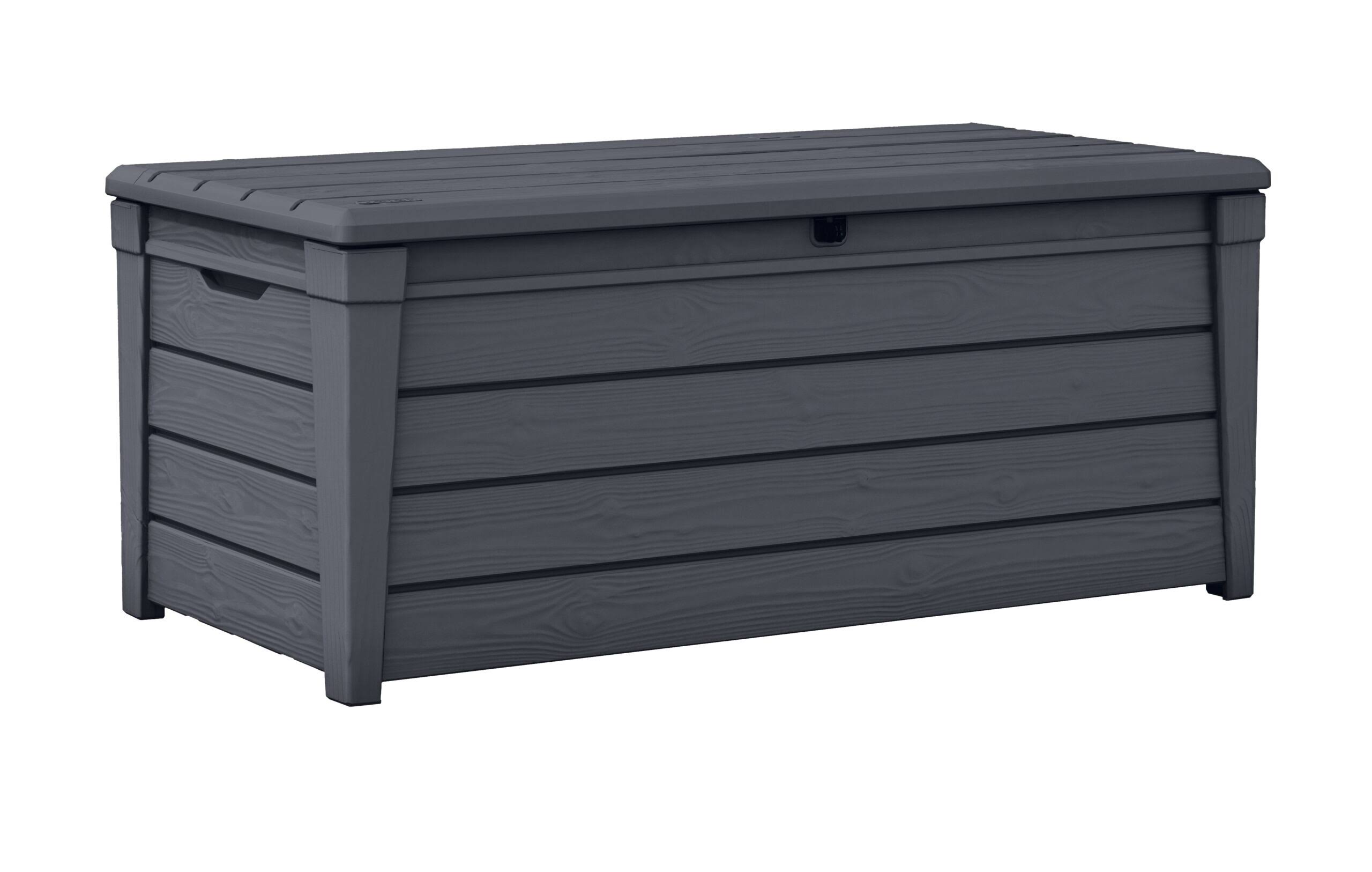 Keter Brightwood Outdoor Plastic Deck Box All-Weather Resin Storage - Anthracite Gray - 120 IJ_3RWWWHHC