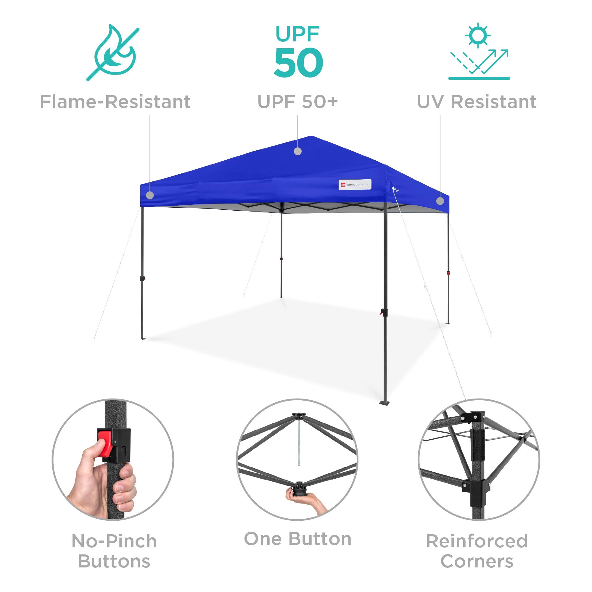 Best Choice Products 10x10ft Easy Setup Pop Up Canopy Instant Portable Tent W/ 1-Button Push, Carry Case - Resort T1_M9AMHRXF
