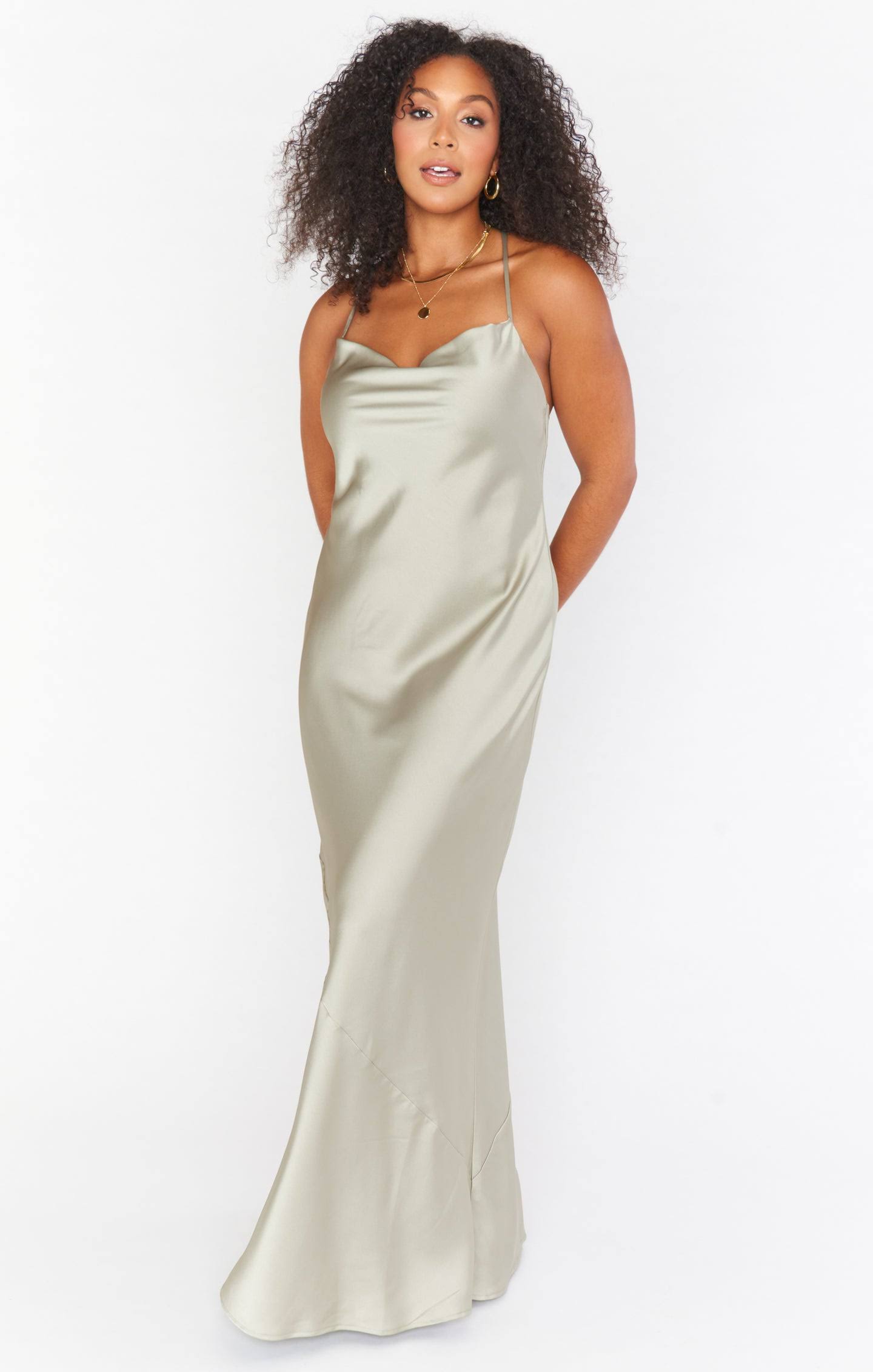 Show Me Your Mumu Tuscany Maxi Slip Dress ~ Moss Green Luxe 1N_NKIJZUIL
