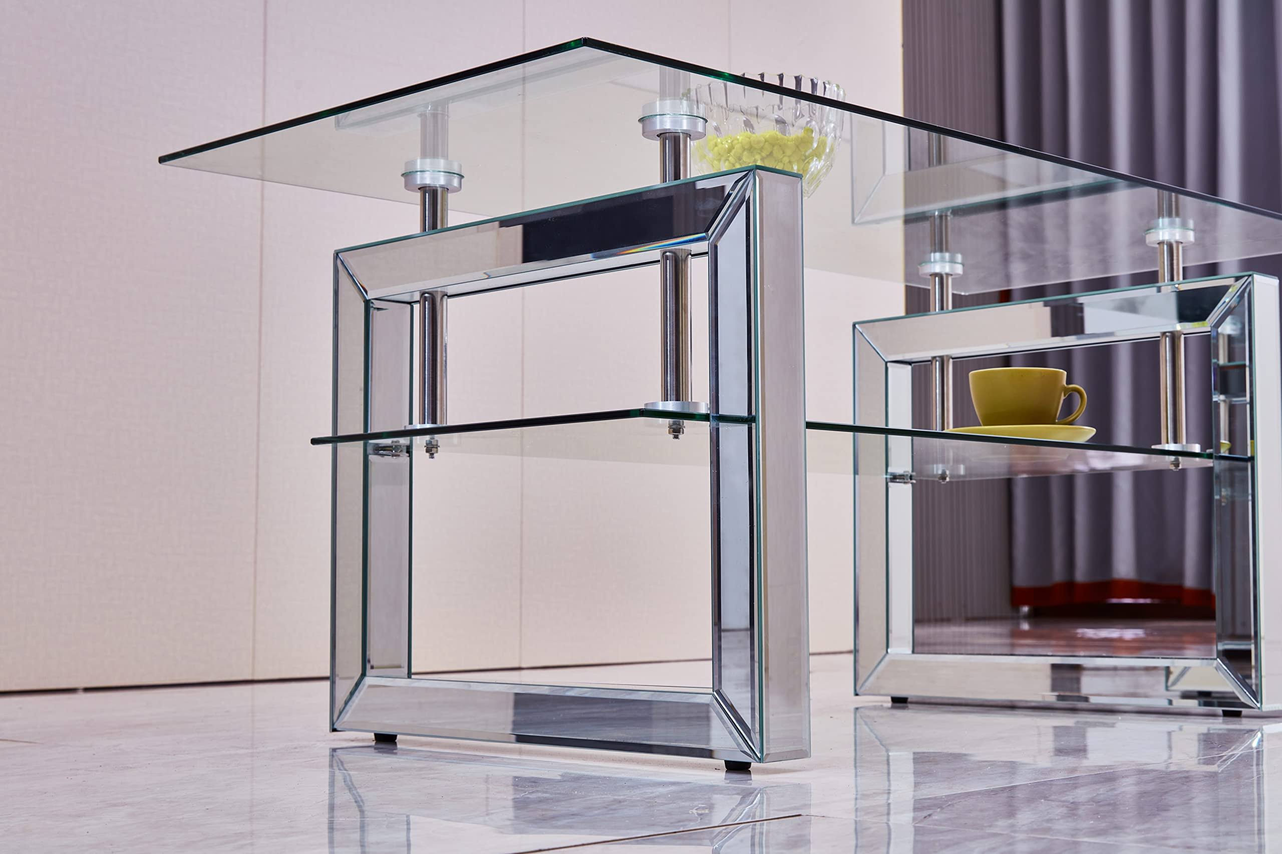 Melpomene Rectangle Glass Coffee Table Modern Transparent Tempered Side Coffee 5R_GREUBXH9