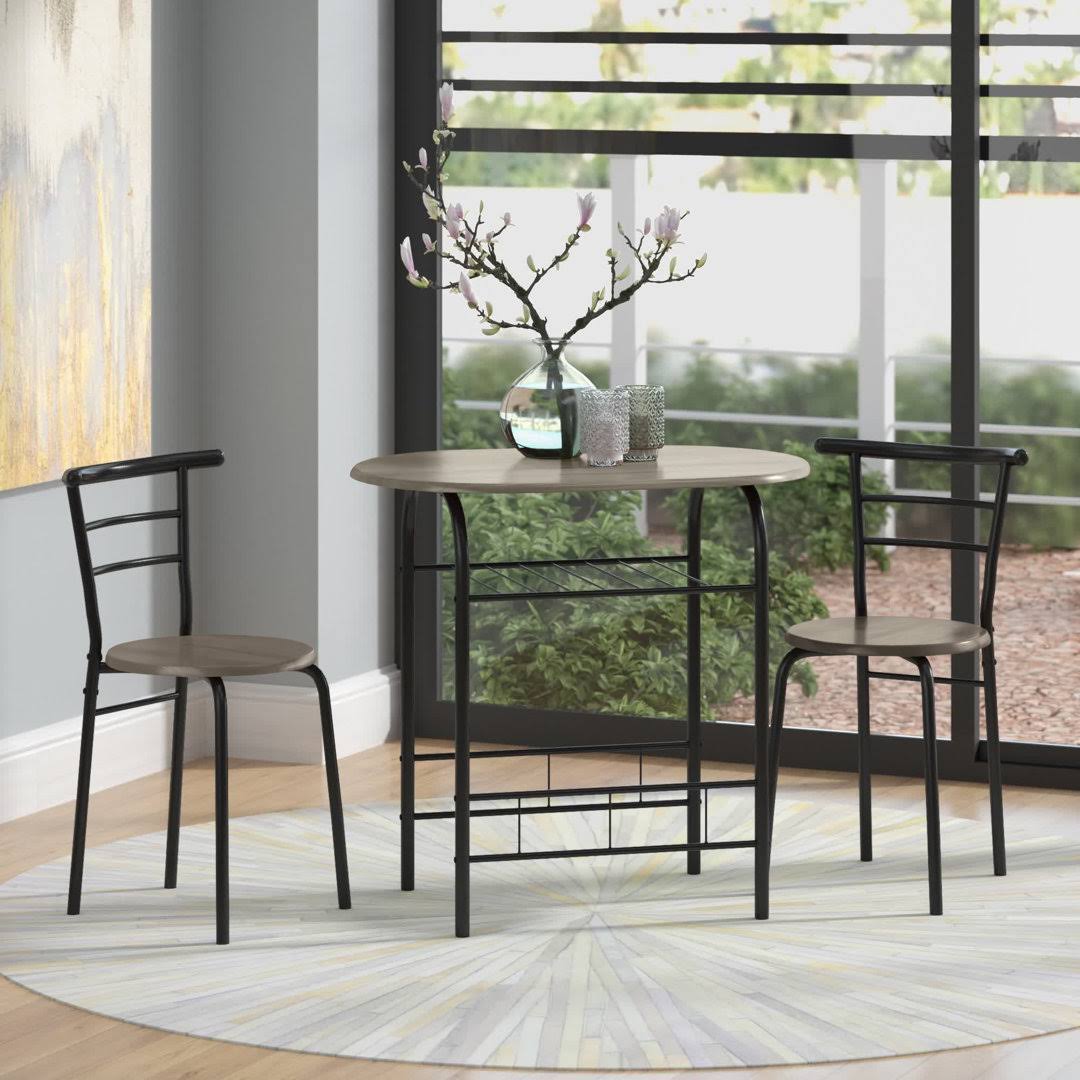 Zipcode Design Volmer 3-Piece Compact Dining Set, Black/NW_HGBCZKQS