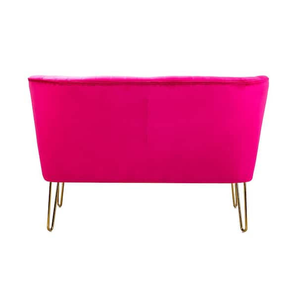 Jayden Creation Alonzo 45 In. Contemporary Velvet Tufted Back Fuchsia 2-Seats Loveseat With U-Shaped Legs, XJ_VYRZPKXO