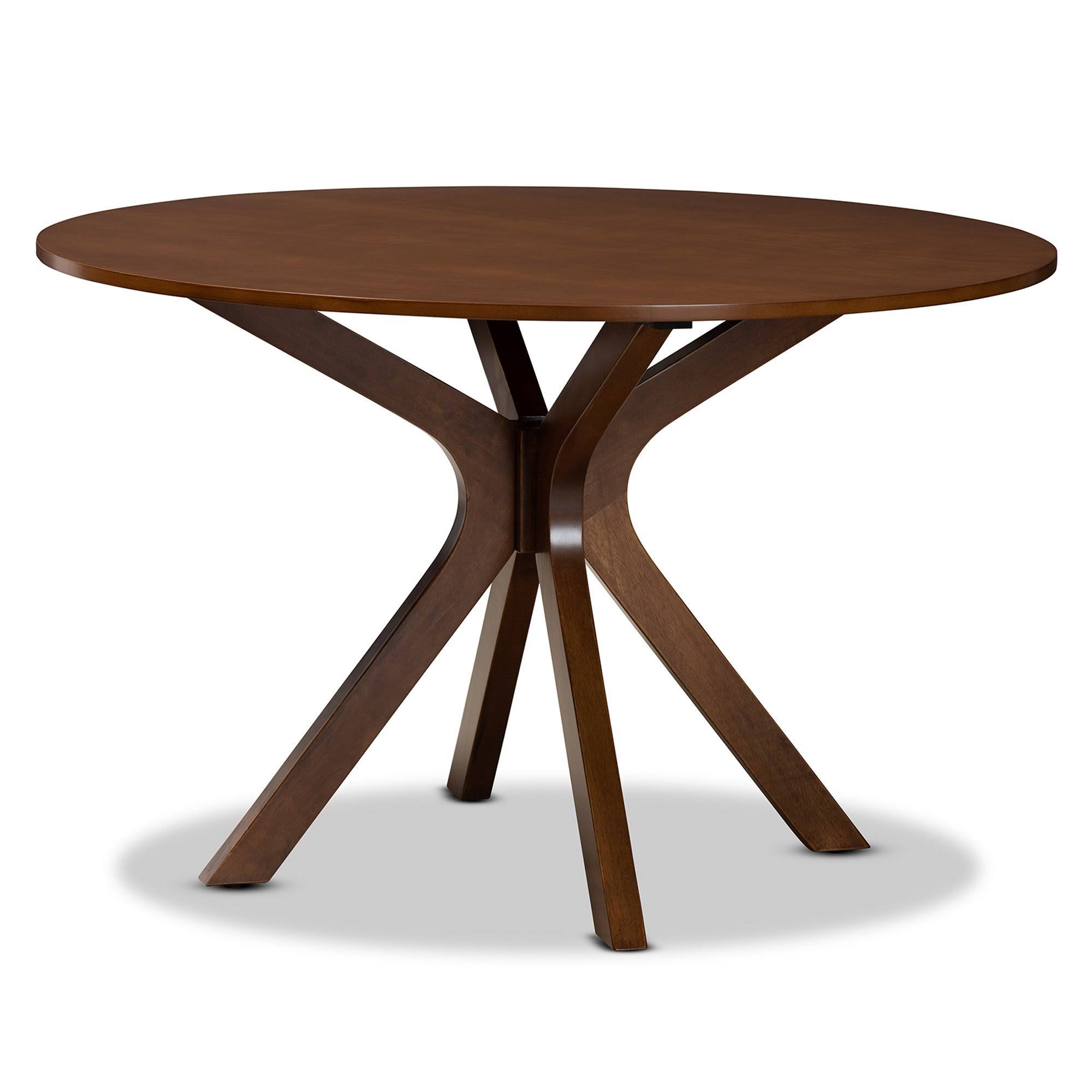 Baxton Studio Kenji Modern And Contemporary Finished 48-Inch-Wide Round Wood Dining Table Walnut WX_QETZRKIF