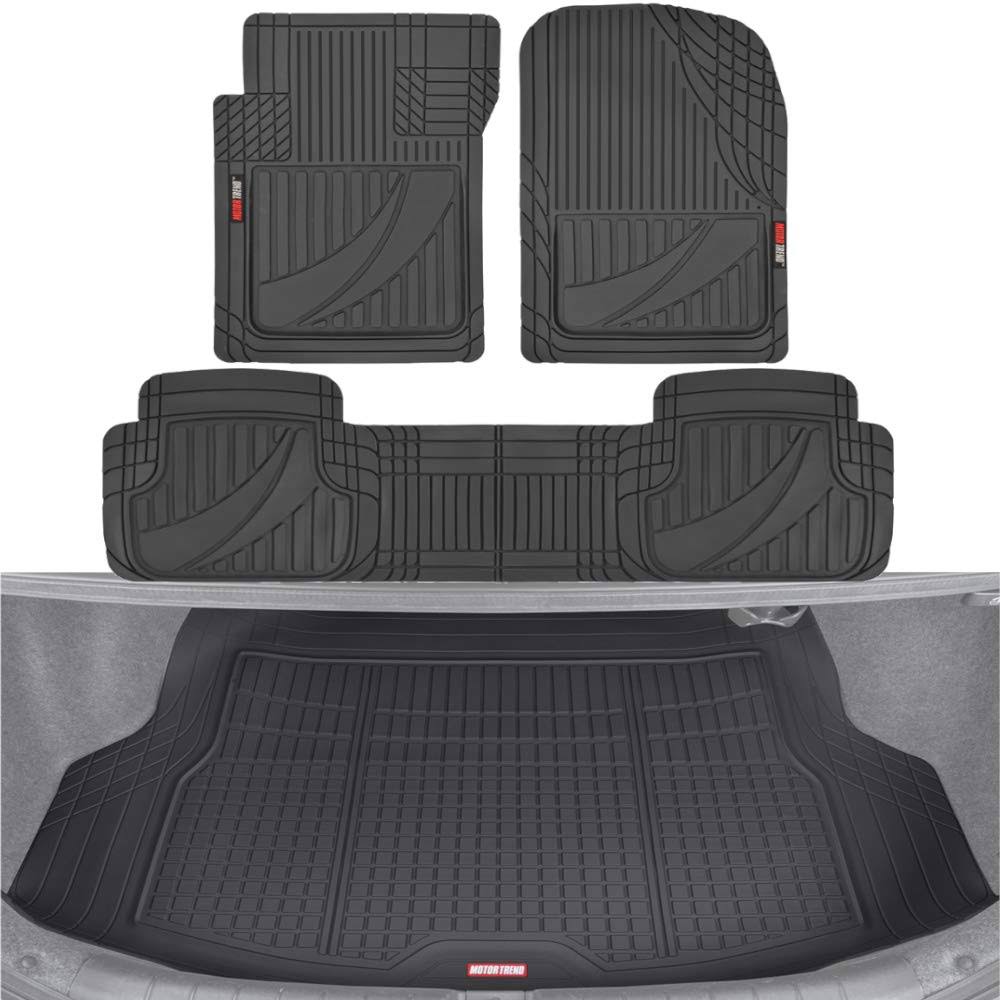 Motor Trend Flextough Advanced Gray Rubber Car Floor Mats With Cargo Liner Full Set - Front & Rear Combo Trim To Fit Floor Mats For Cars Truck QK_UXKZSCSM